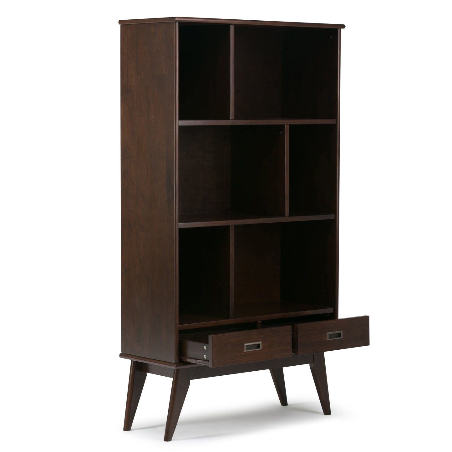 Draper - Mid Century Wide Bookcase and Storage Unit - Medium Auburn Brown