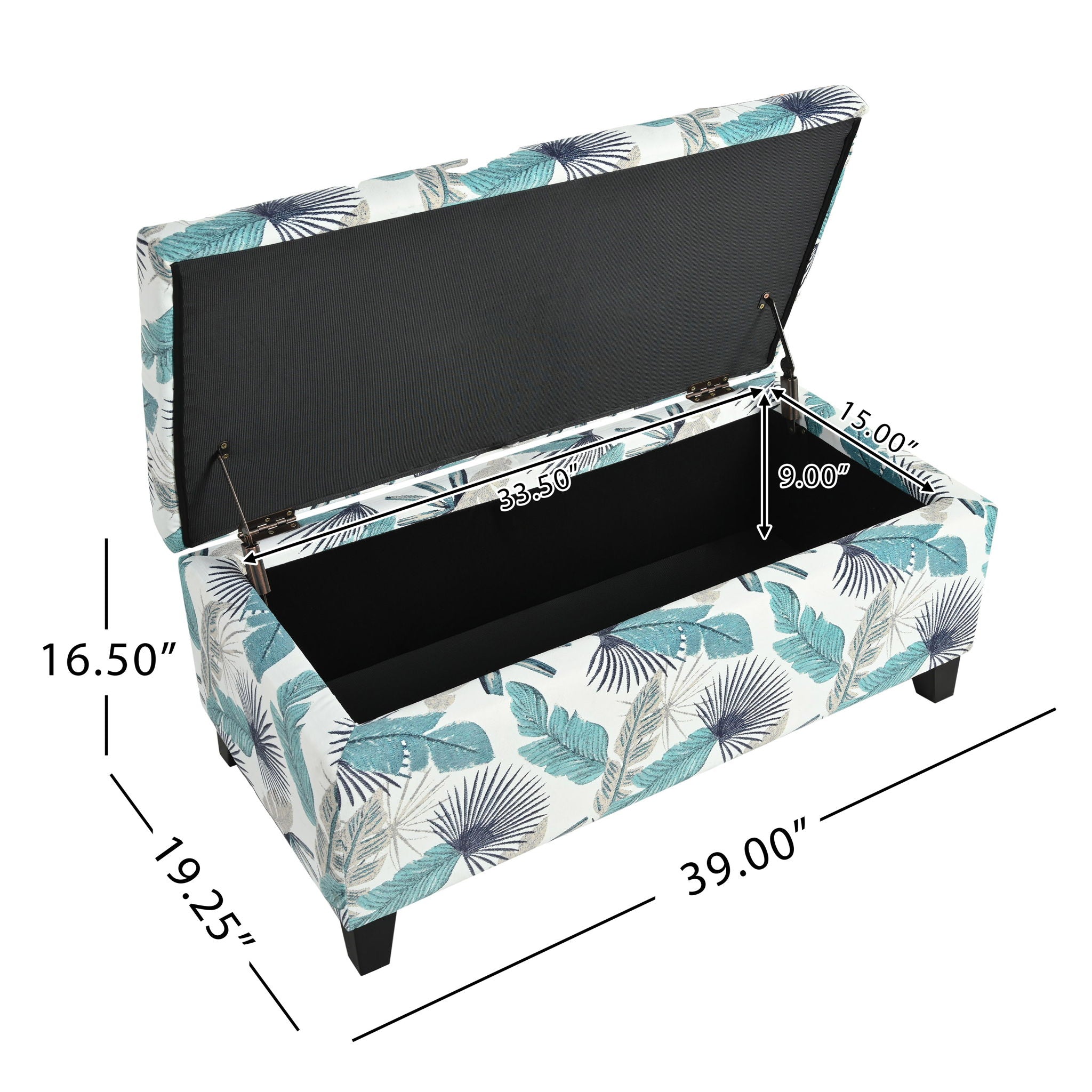 Charming Floral Storage Ottoman With Upholstered Fabric