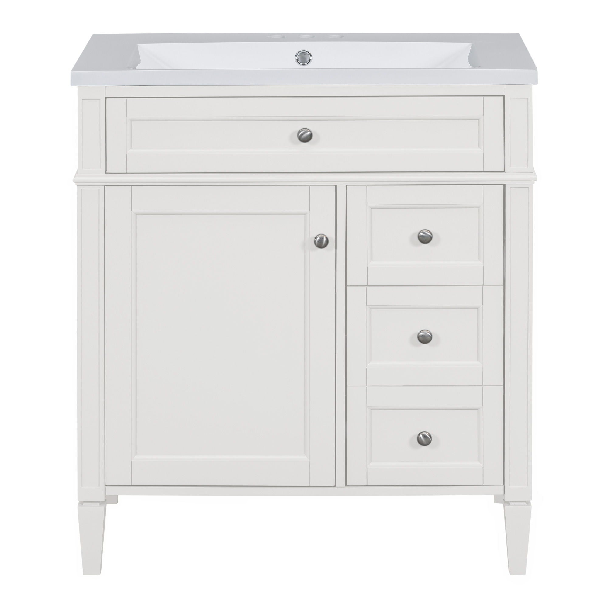 Bathroom Vanity With Top Sink, Storage Cabinet, 2 Drawers, Tip Out Drawer