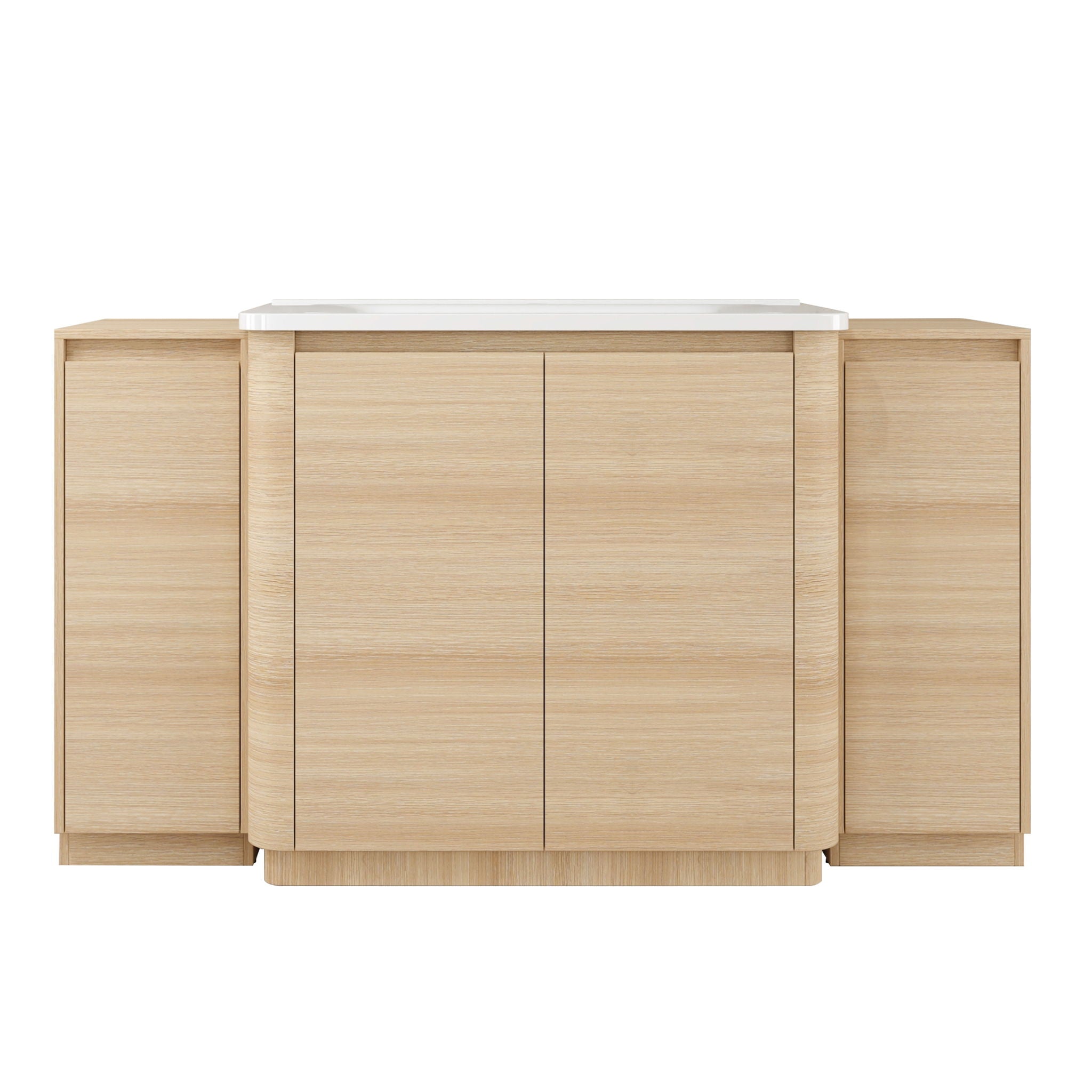 Freestanding Bathroom Vanity With Sink, 2 Small Storage Cabinets, Soft Close Doors