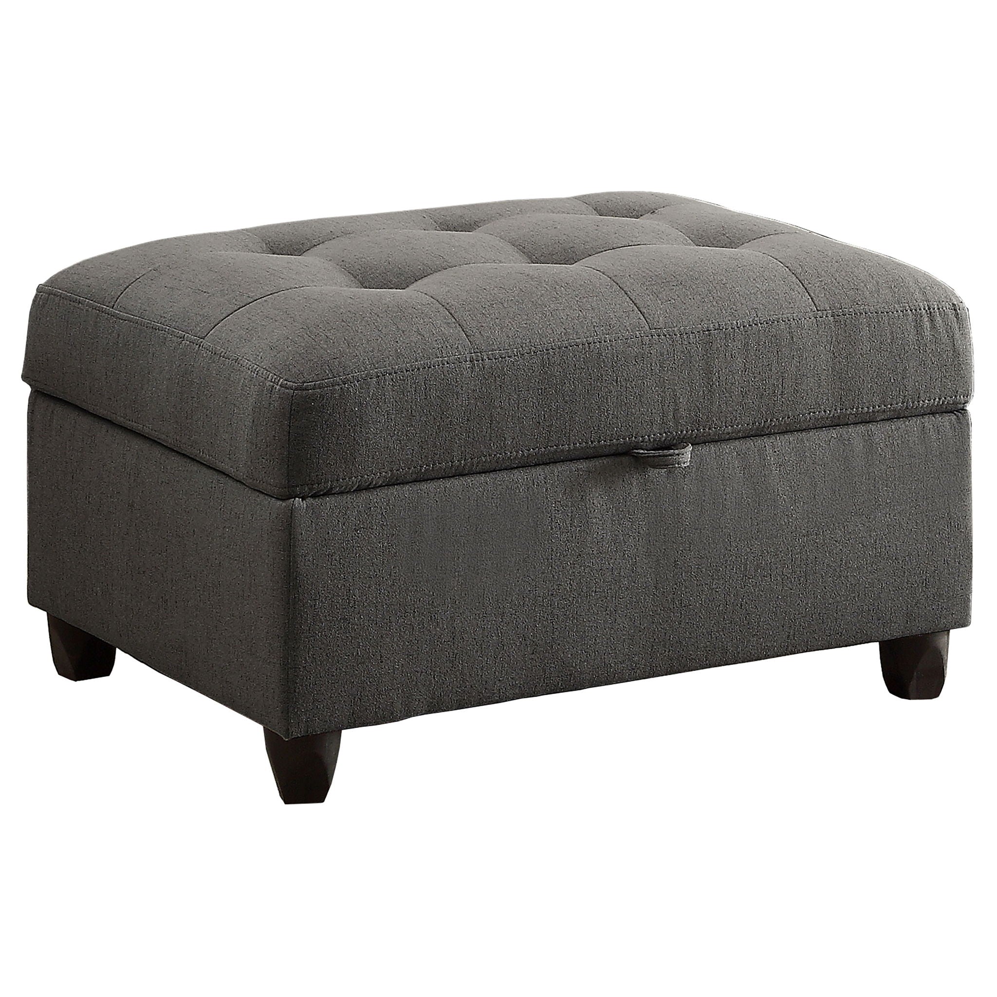 Storage Ottoman With Tufted Design - Gray