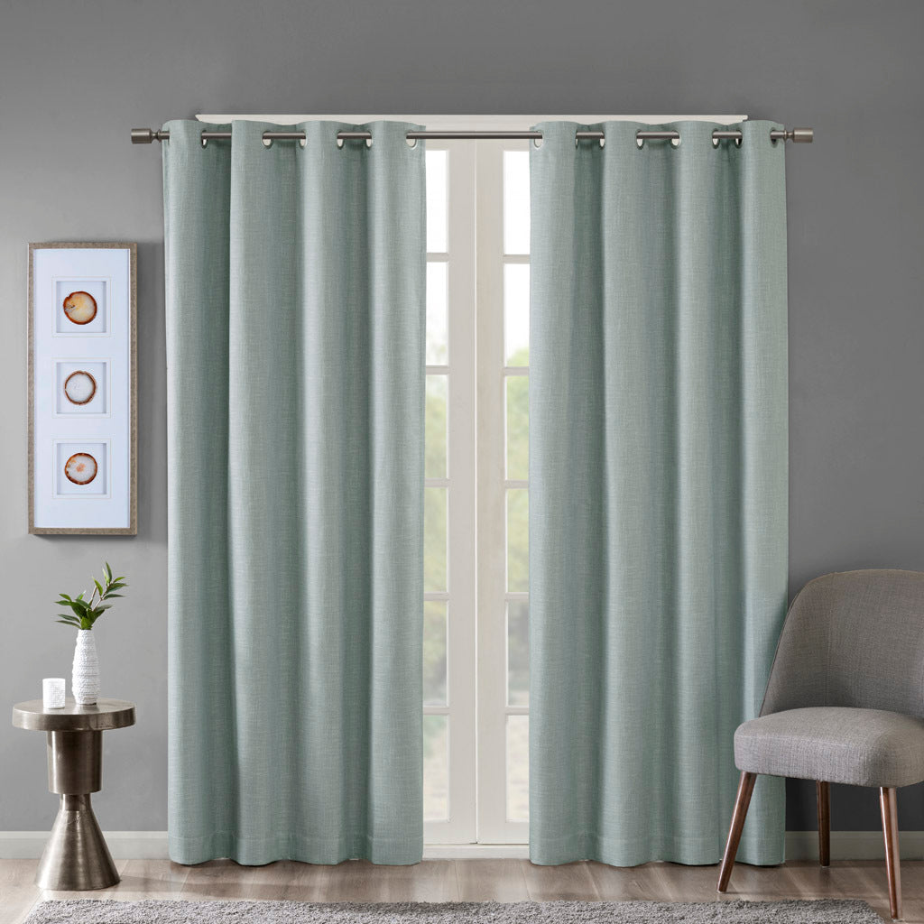 Printed Heathered Blackout Grommet Top Curtain Panel