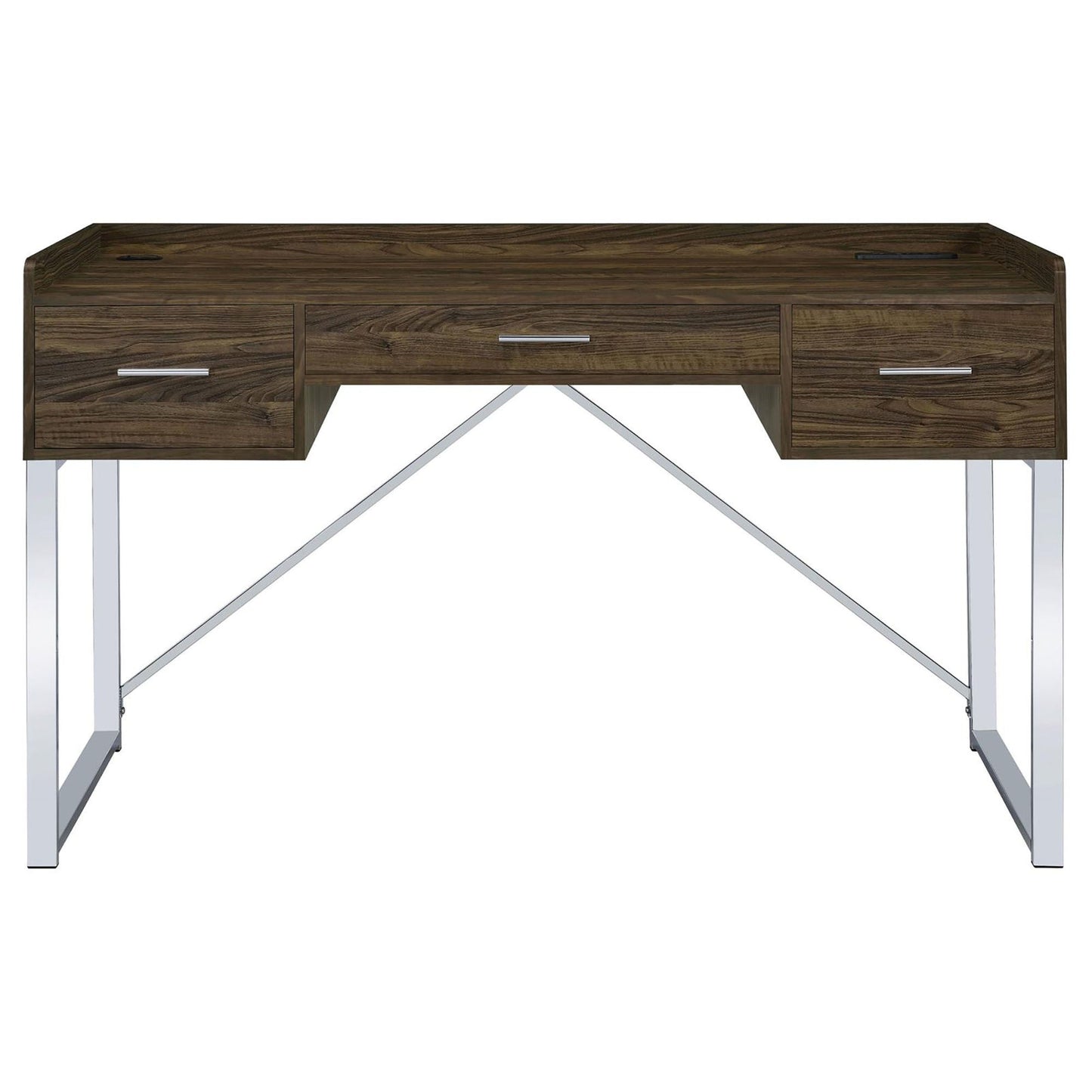 Walnut and Chrome 3-Drawer Writing Desk