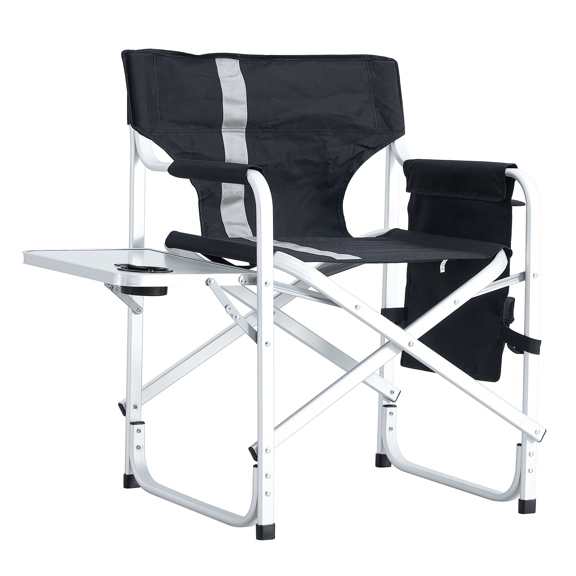 Padded Folding Outdoor Chair With Side Table And Storage Pockets, Lightweight Oversized Directors Chair For Indoor, Outdoor Camping, Picnics And Fishing