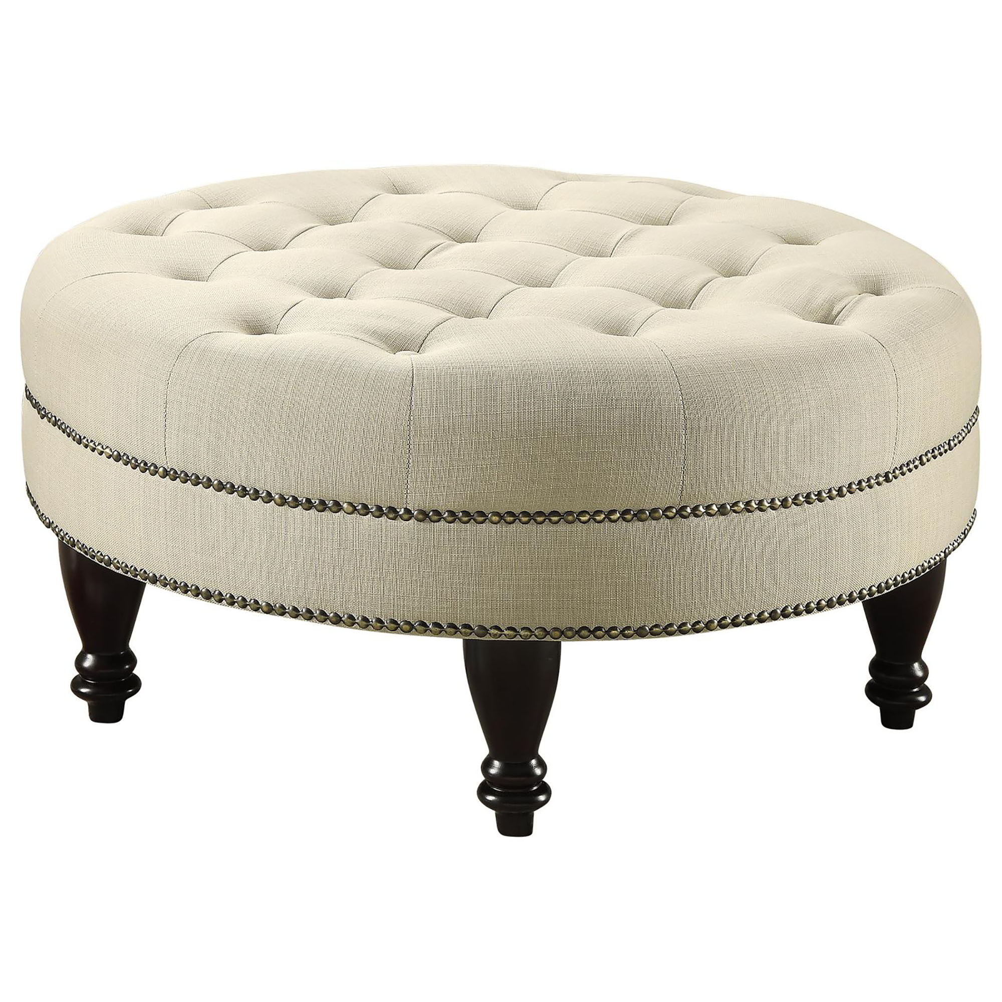 Oatmeal Cocktail Ottoman - Beige