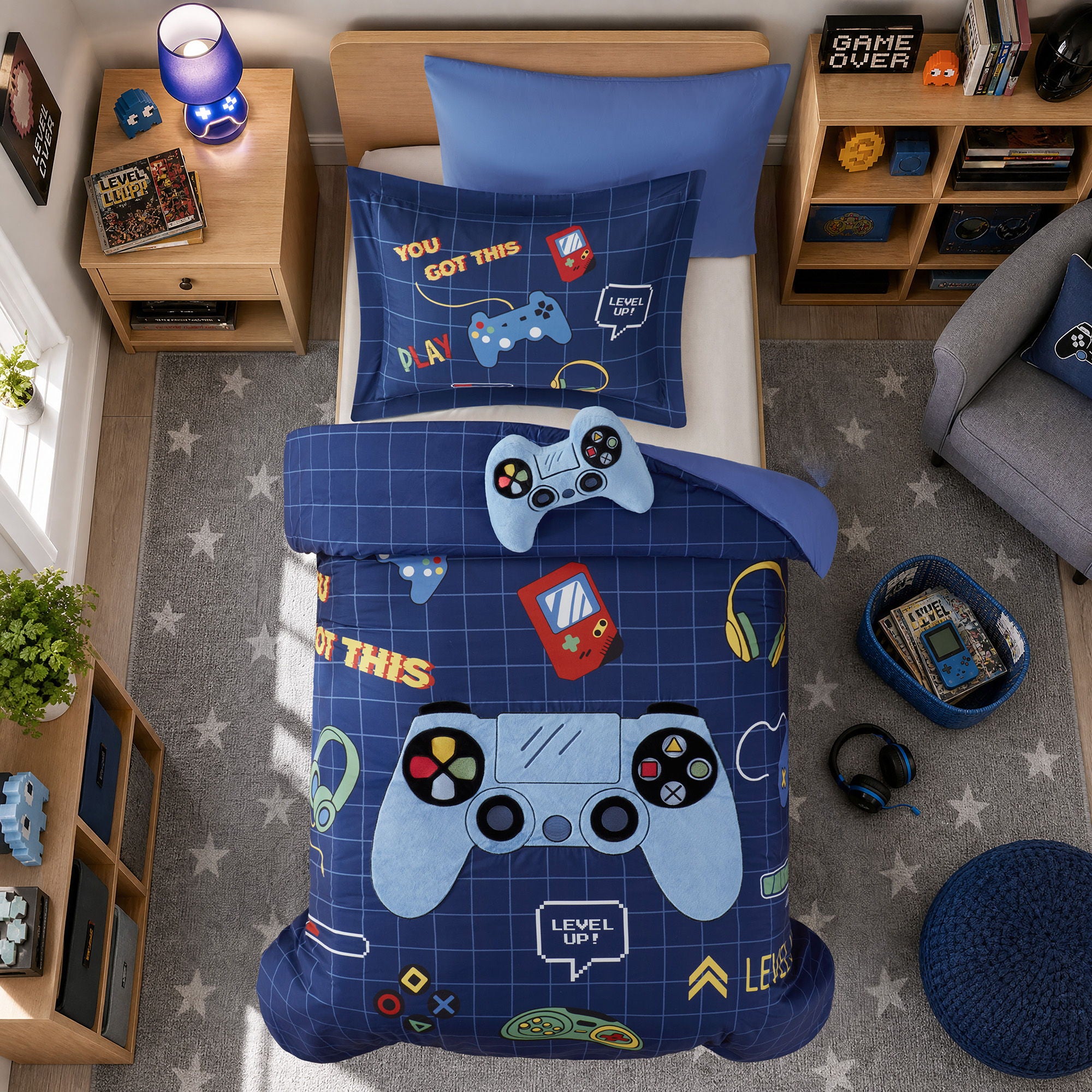Game - Twin Comforter Set - Navy