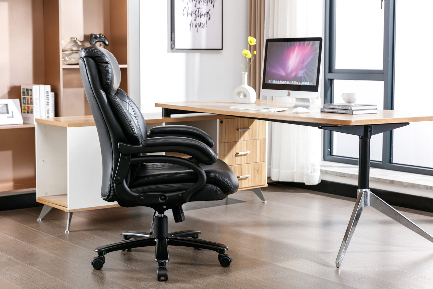 Office Desk Chair with High Quality PU Leather,Adjustable Height/Tilt,360-Degree