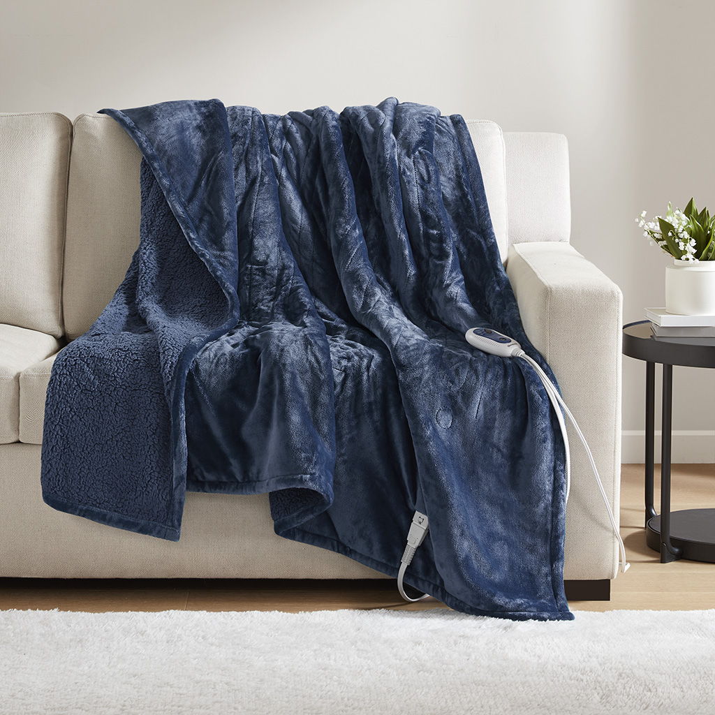Heated Microlight to Berber - Throw - Indigo