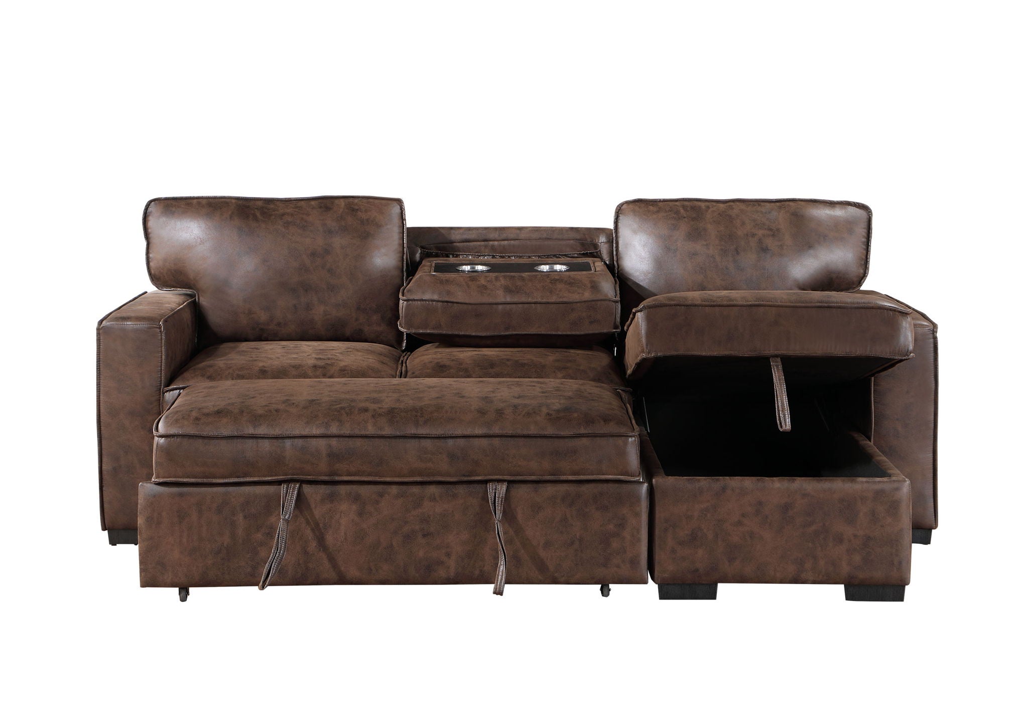 U0203 - Coffee Reversible Chaise With Storage - Dark Brown