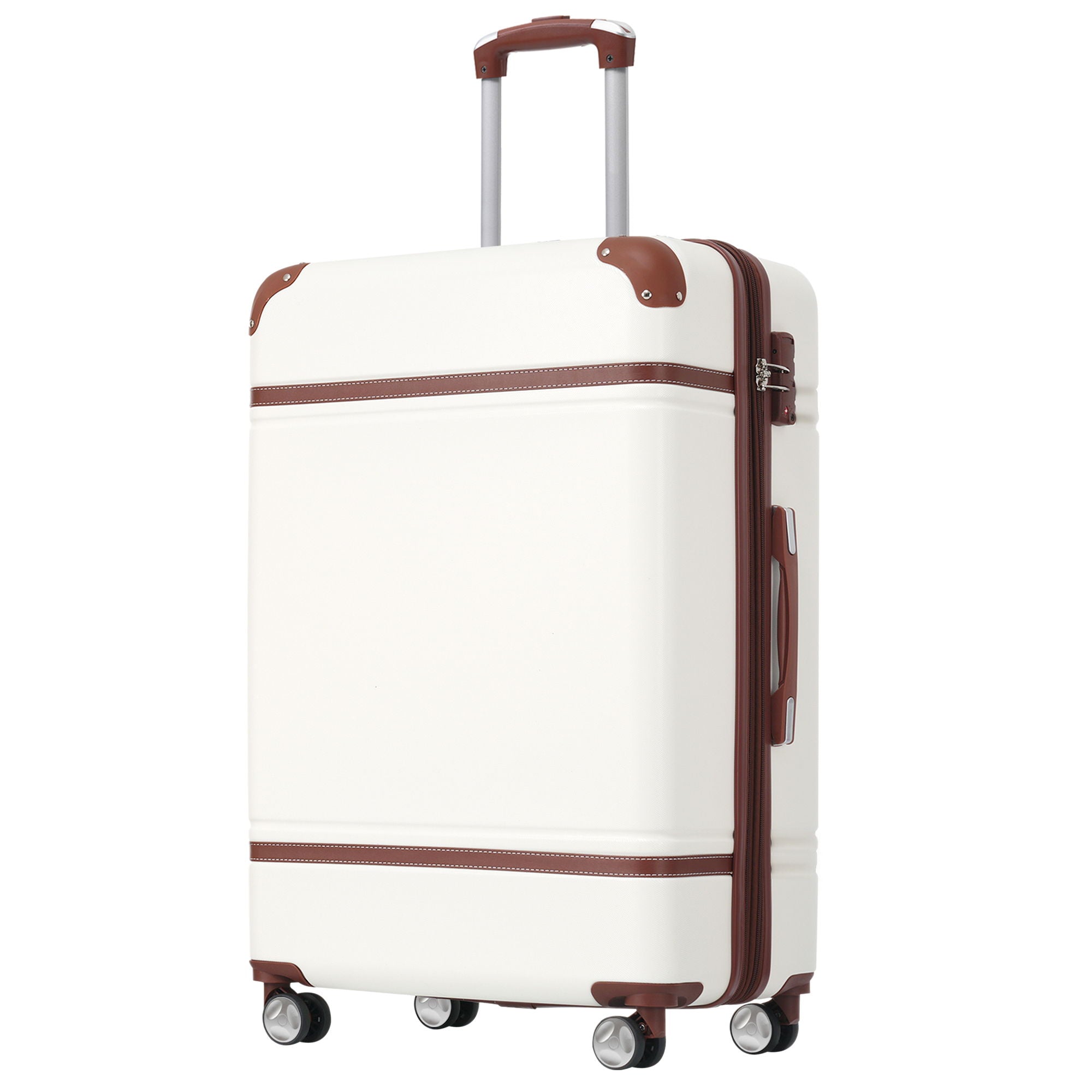 Hardshell Luggage With Tsa Lock, 24" Expandable Lightweight Suitcase With Spinner Wheels, Single Vintage Luggage