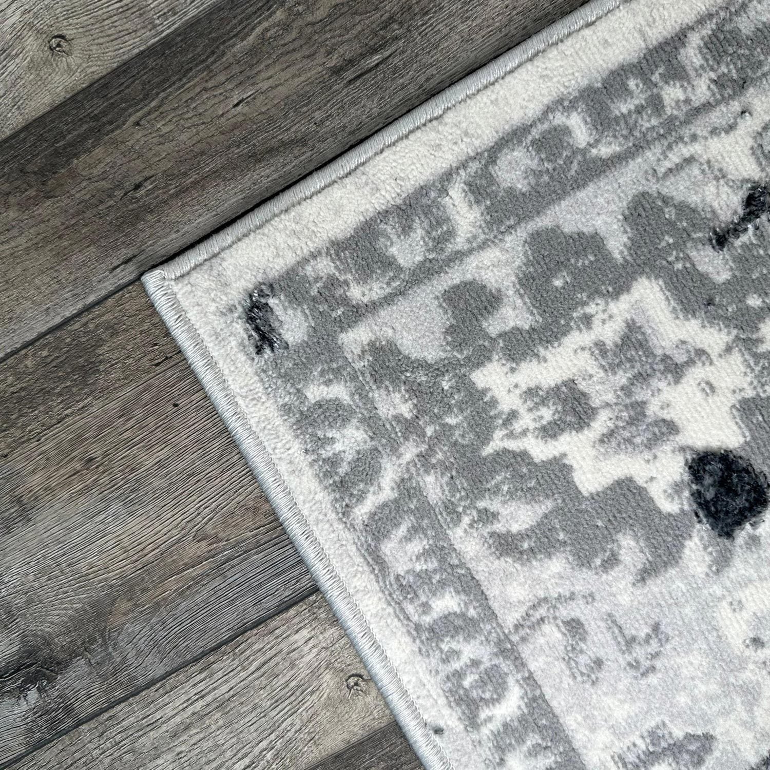 Shifra Luxury Area Rug in Gray with Silver Abstract Design