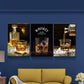 3 Panels Framed Canvas Whiskey Wall Art Decor,3 Pieces Mordern Canvas Painting Decoration Painting for Chrismas Gift, Office,Dining room,Living room, Bathroom, Bedroom Decor-Ready to Hang