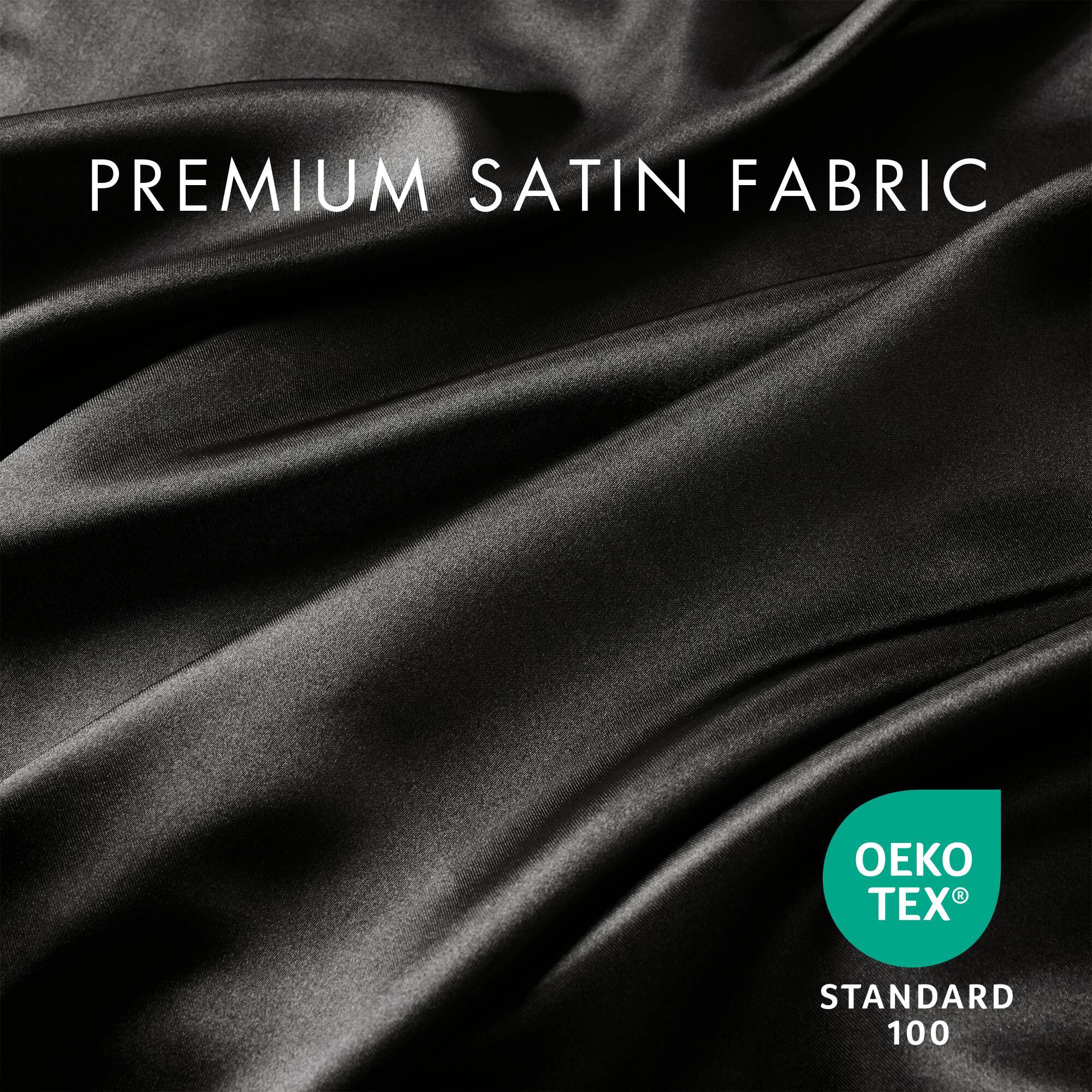 Satin - 7 Piece Split King Luxury Sheet Set - Black