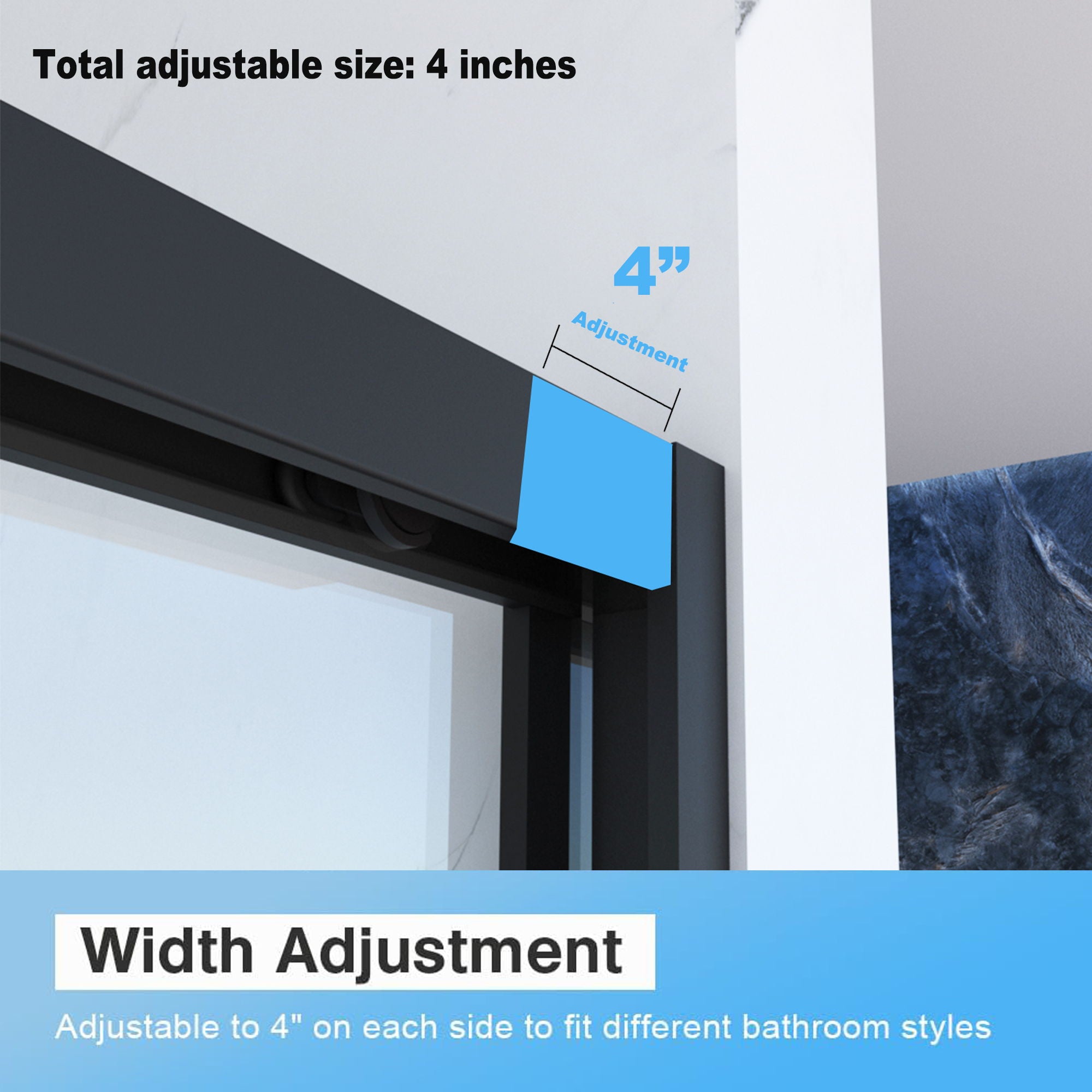 Frame Double Sliding Shower Door, Bypass Bathroom Sliding Door With Premium Clear Tempered Glass, Hardware Sliding Glass Shower Enclosure - Matte Black