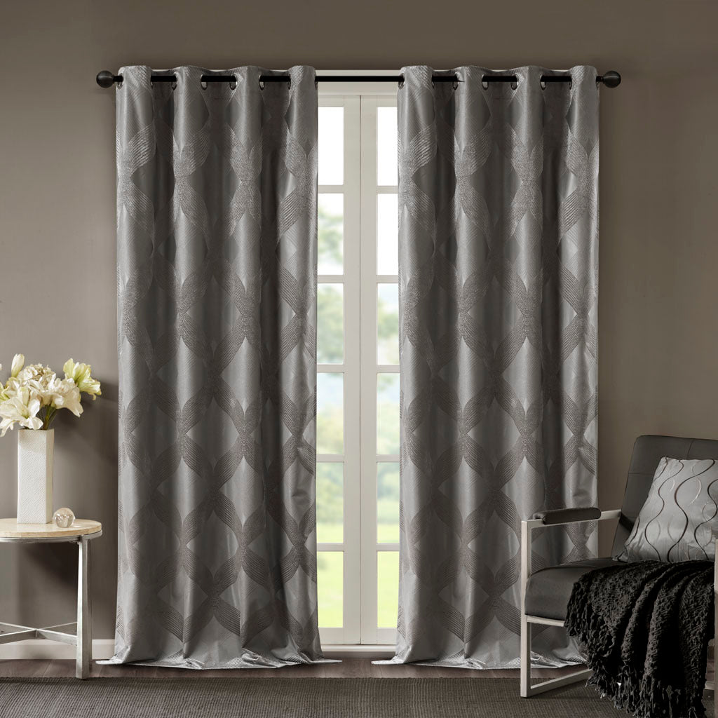 Ogee Knitted Jacquard Total Blackout Curtain Panel