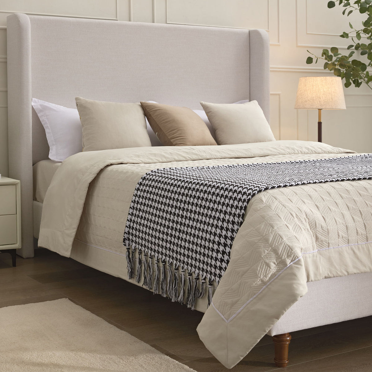 Harper - Tall Headboard Upholstered Bed / High Headboard / Elegant Simplicity / No Box Spring Needed