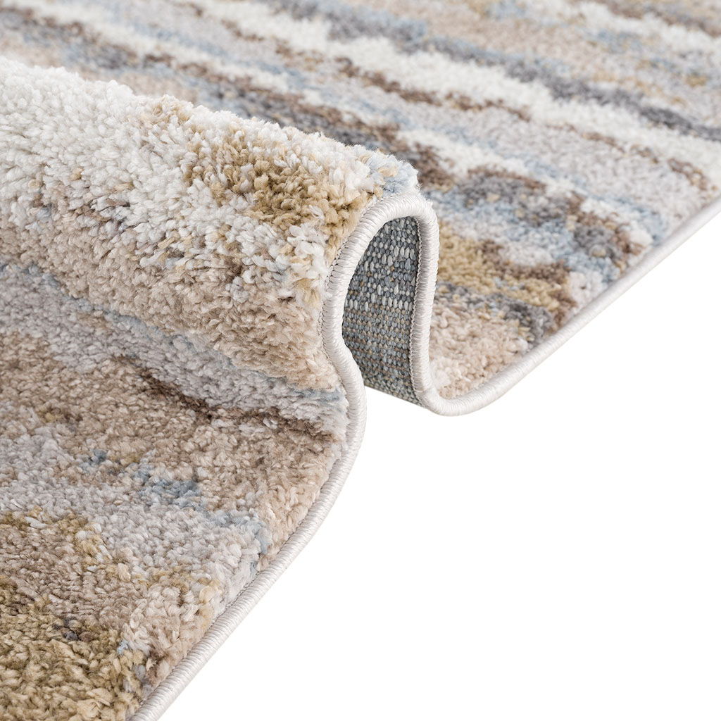 Riley - 5' X 7' Watercolor Abstract Area Rug - Blue / Tan