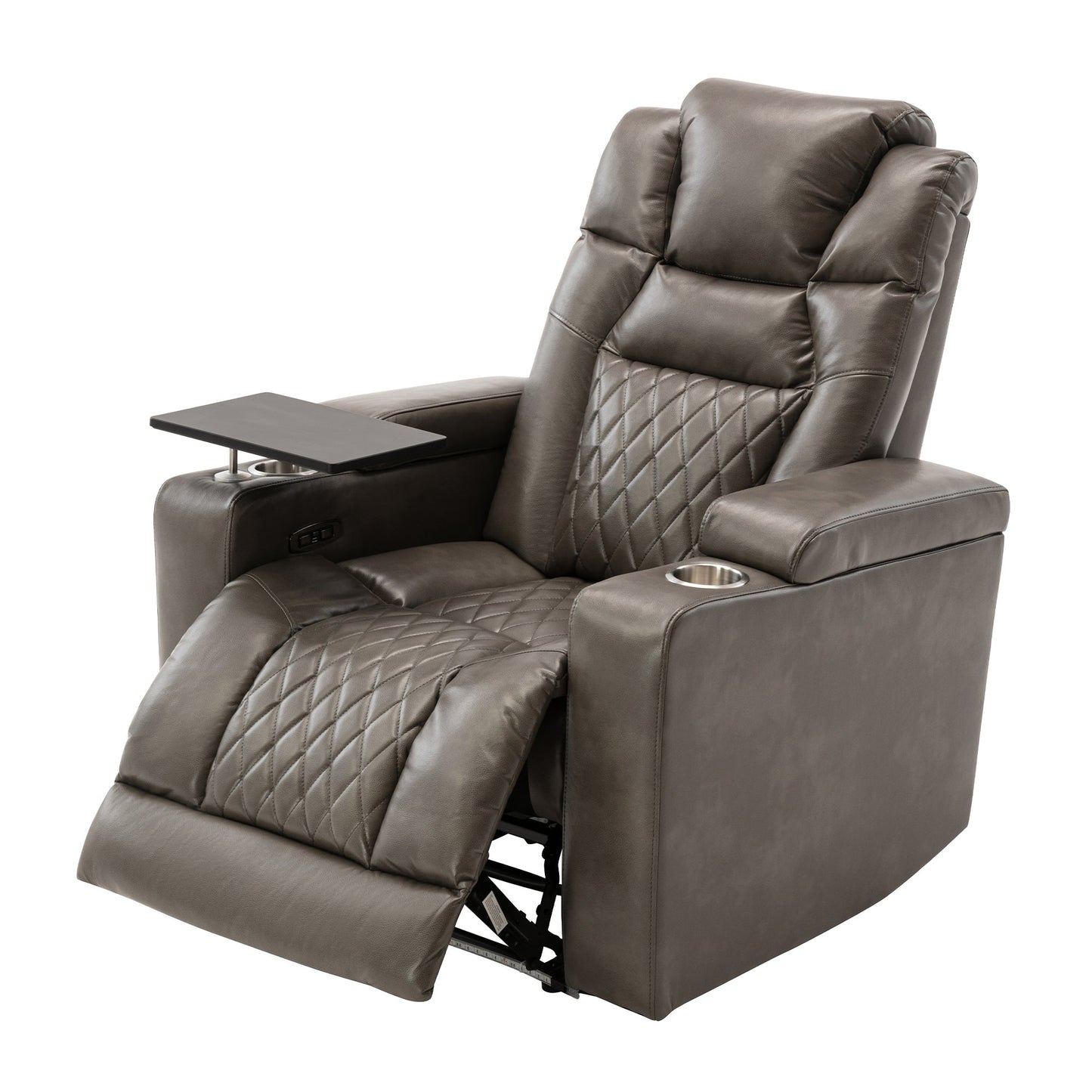 Power Motion Recliner with USB Charging Port and Hidden Arm Storage, Home Theater Seating with 2 Convenient Cup Holders Design and 360° Swivel Tray Table(old sku: SG000441AAA)