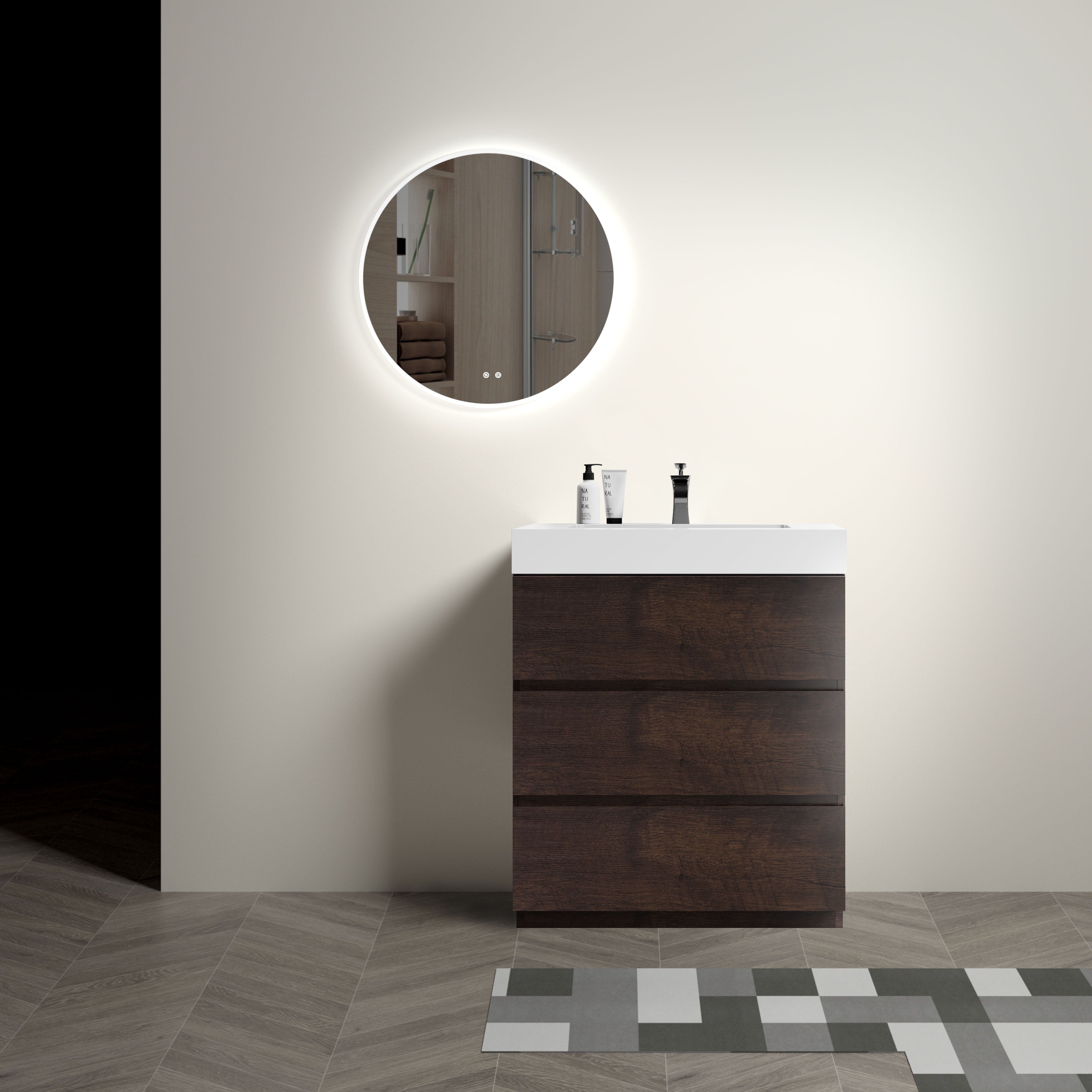 Alice - Bathroom Vanity With Large Storage Freestanding Bathroom Vanity, Sink For Modern Bathroom, One-Piece Sink Basin Without Drain And Faucet