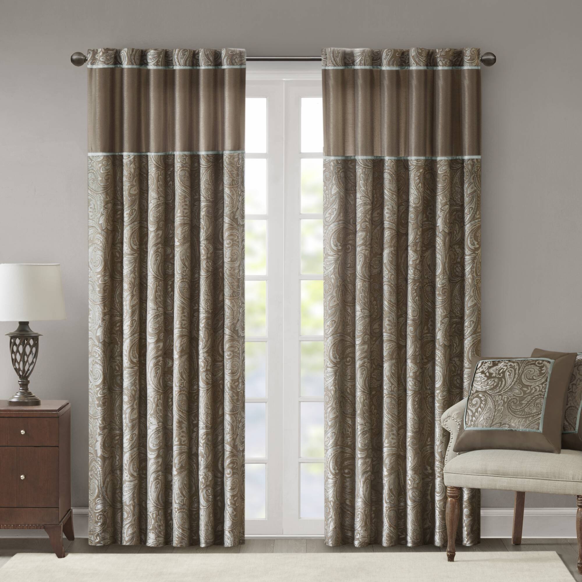 Aubrey - 108" Panel Pair - Blue / Brown