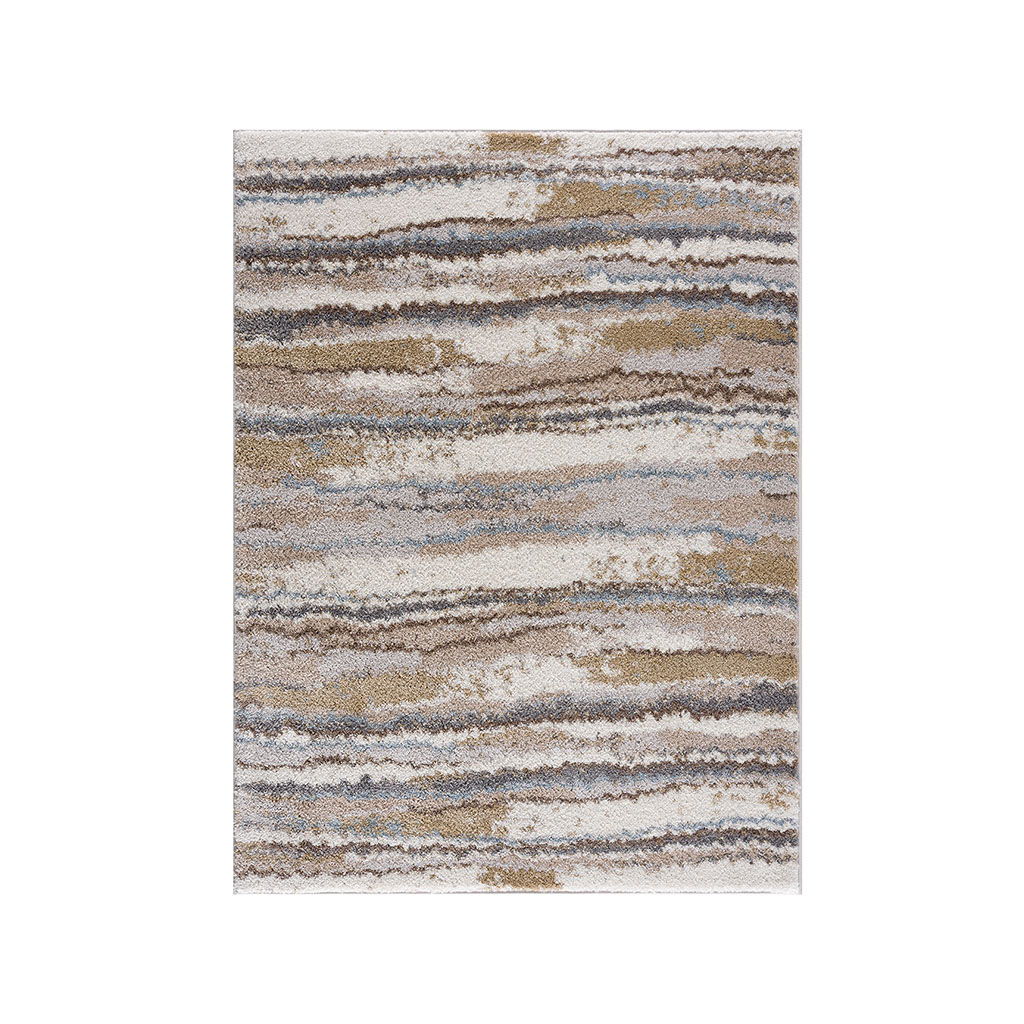 Riley - 5' X 7' Watercolor Abstract Area Rug - Blue / Tan