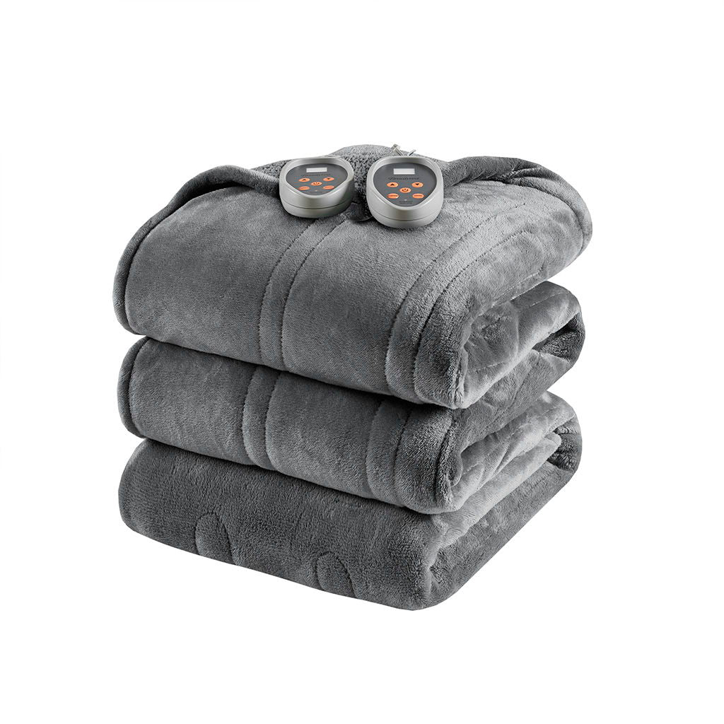 Heated Microlight to Berber - King Blanket - Gray
