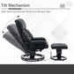 Recliner with Ottoman Footrest, Recliner Chair with Vibration Massage, Faux Leather and Swivel Wood Base for Living Room and Bedroom, Black