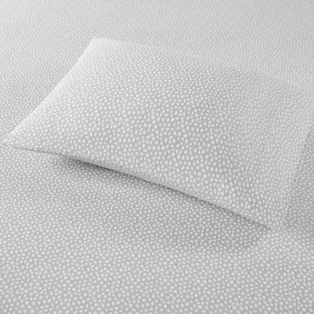 Cozy Flannel - Queen Printed Sheet Set - Gray Dots