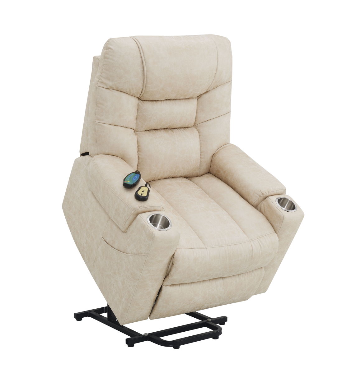 Nairi - Leather Aire Power Motion Recliner With Lift Heating Massage Function - Ivory