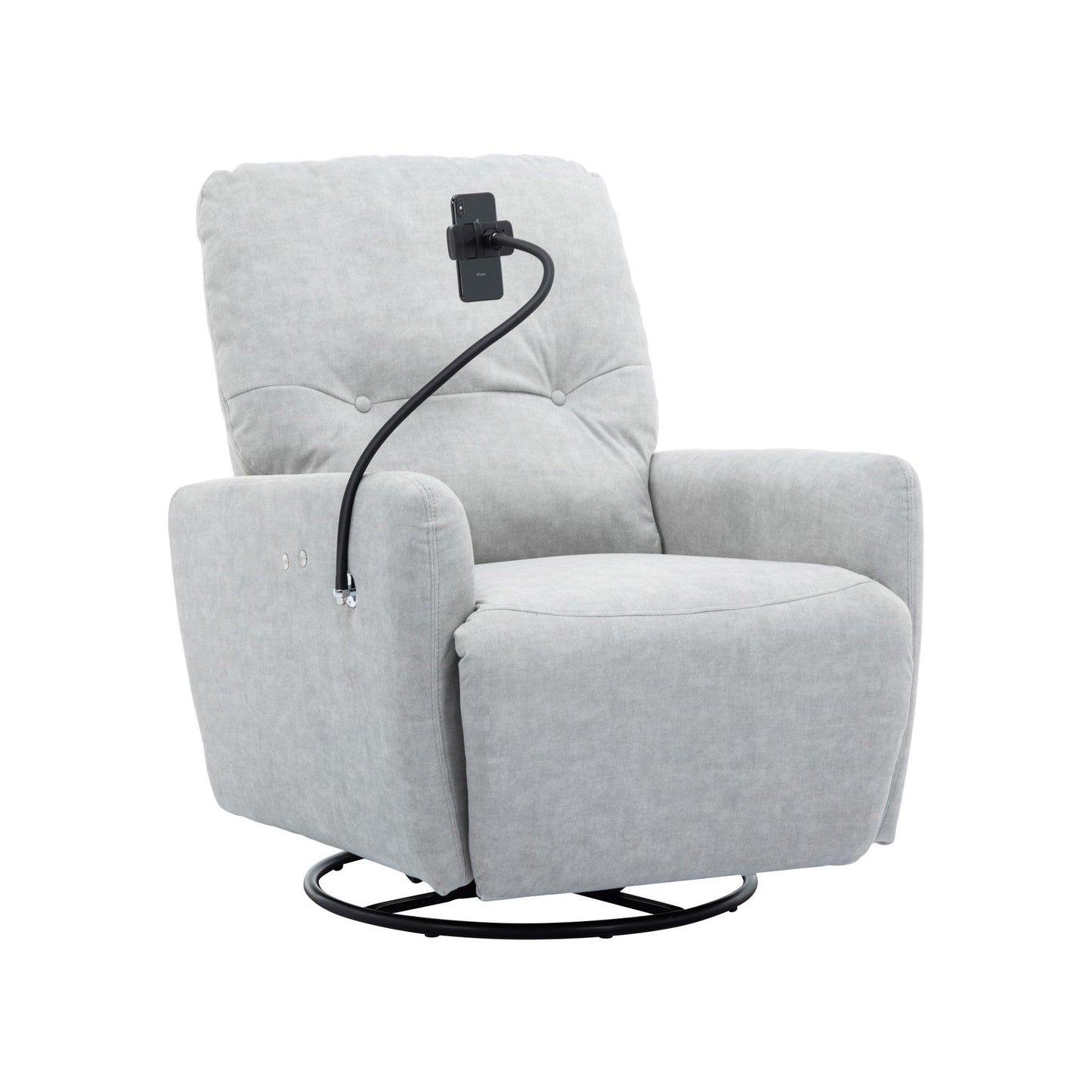 270 Degree Swivel Electric Recliner Home Theater Seating Single Reclining Sofa Rocking Motion Recliner with a Phone Holder for Living Room, Grey