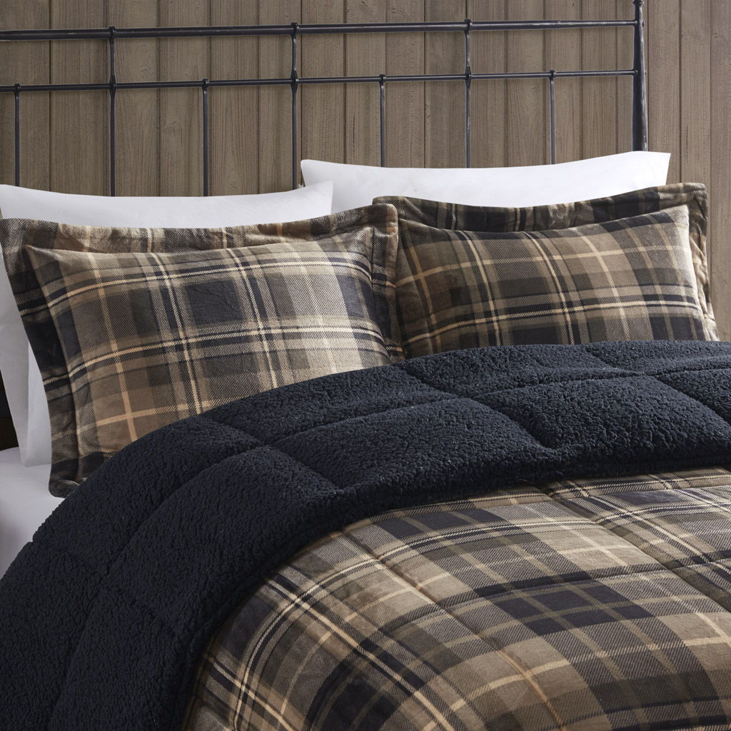 Alton - King Down Alternative Comforter Set - Brown / Black