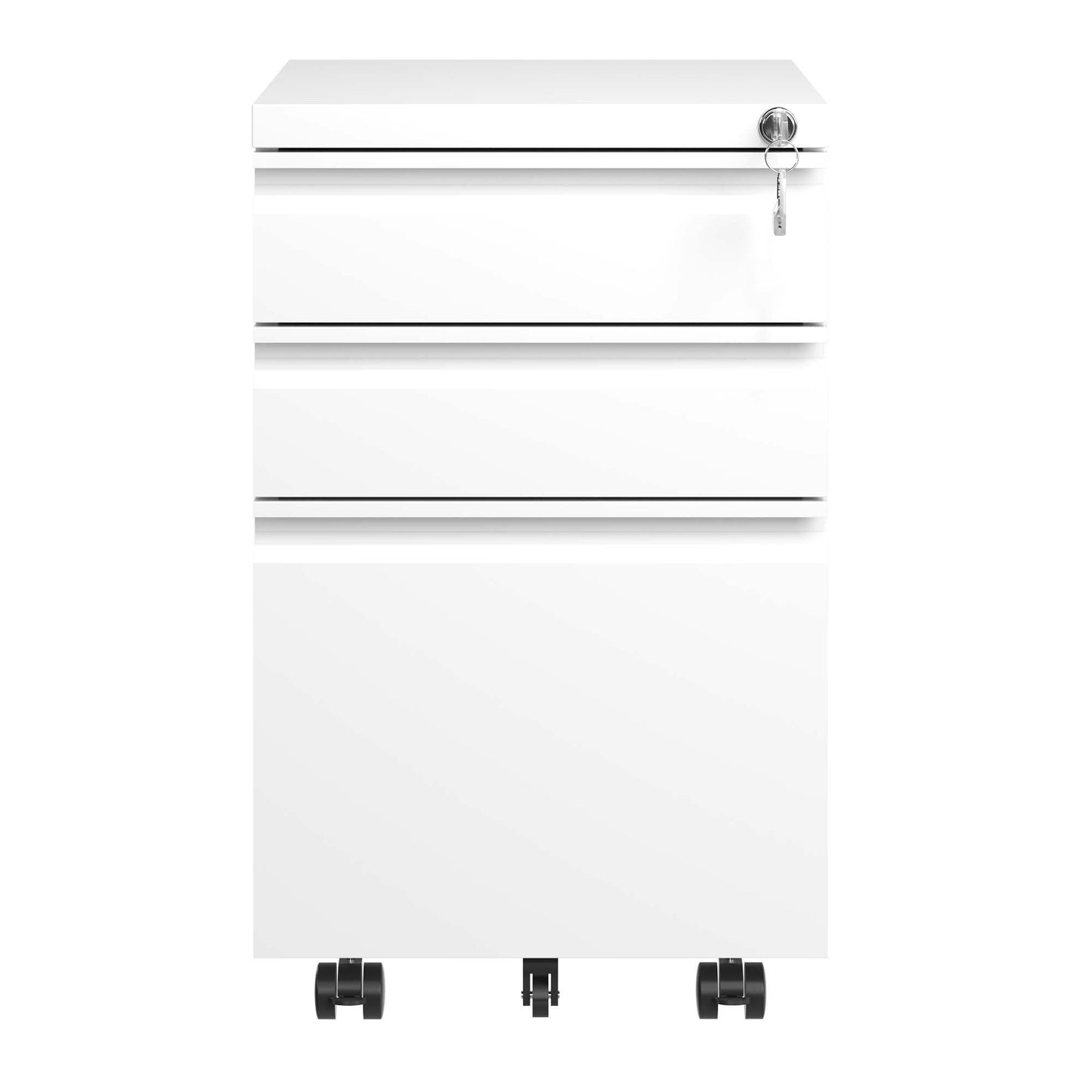 3 Drawer Mobile File Cabinet with Lock,Metal Filing Cabinets for Home Office Organizer Letters/Legal/A4,Fully Assembled,White