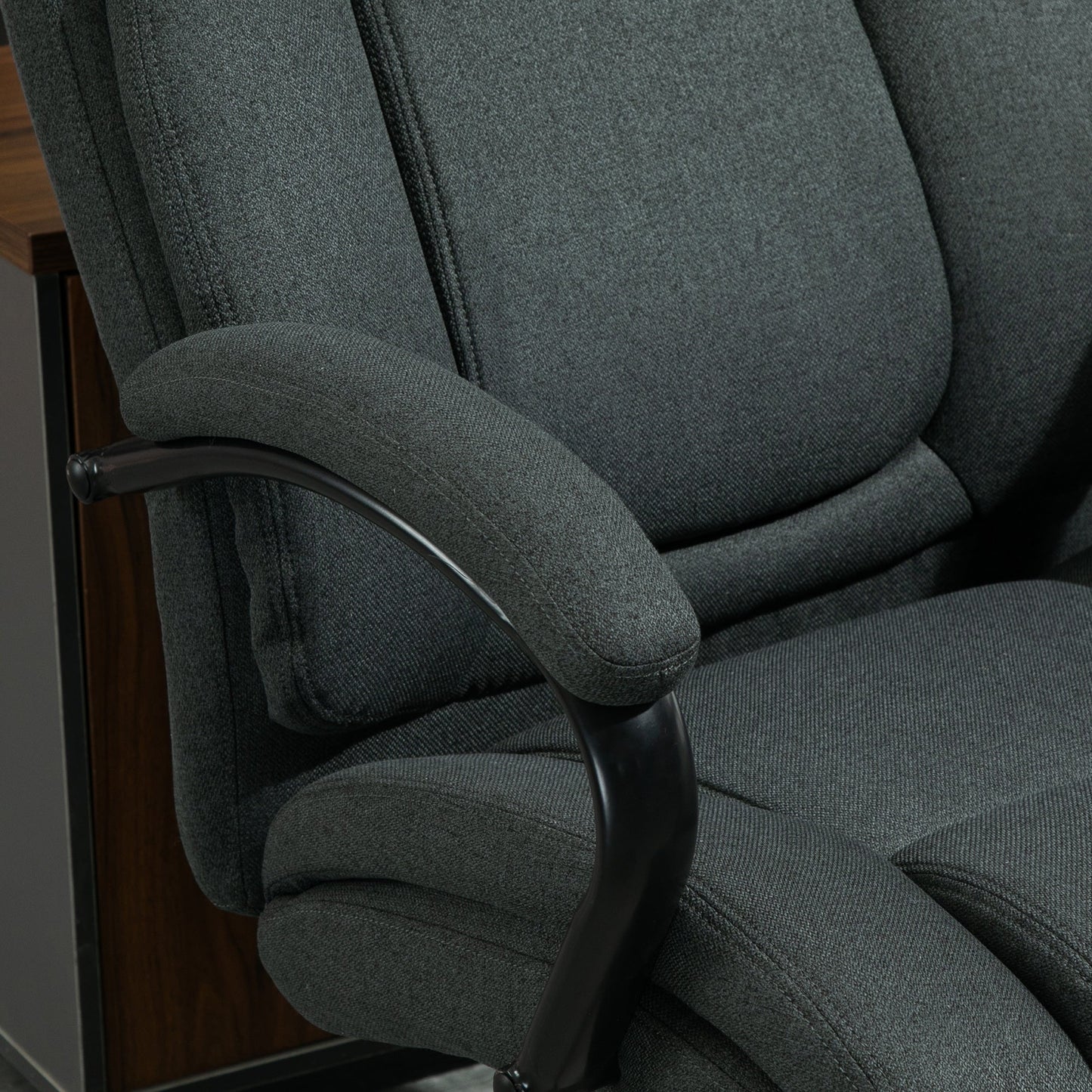 High Back Big and Tall Executive Office Chair 484lbs with Wide Seat, Computer Desk Chair with Linen Fabric, Adjustable Height, Swivel Wheels, Charcoal Grey