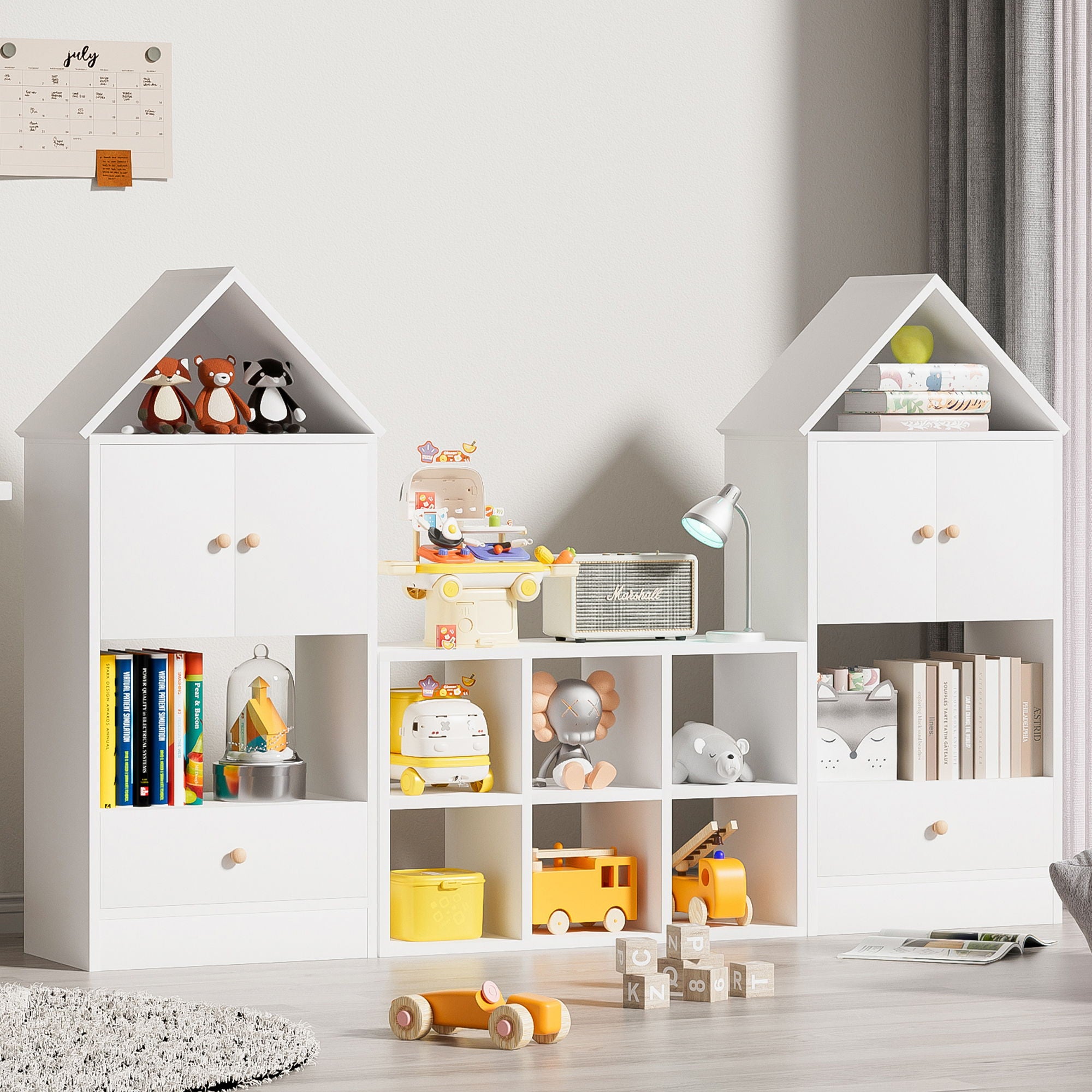 Versatile Children's Bookshelf With House Shaped Design, Multi Functional Storage For Books And Toys