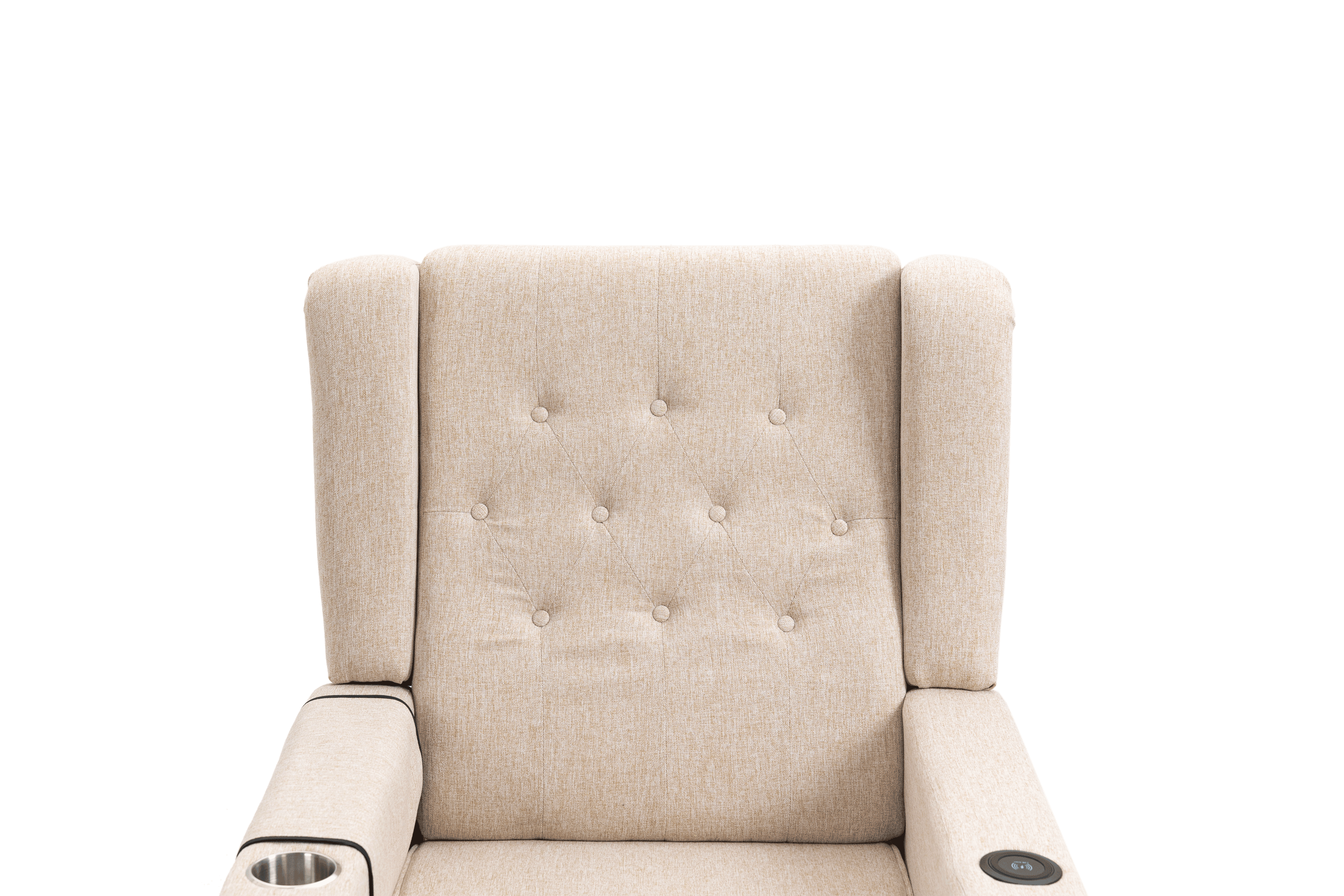 Arm Pushing Recliner Chair, Modern Button Tufted Wingback Push Back Recliner Chair, Living Room Chair Fabric Pushback Manual Single Reclining Sofa Home Theater Seating for Bedroom,Khaki Yelkow