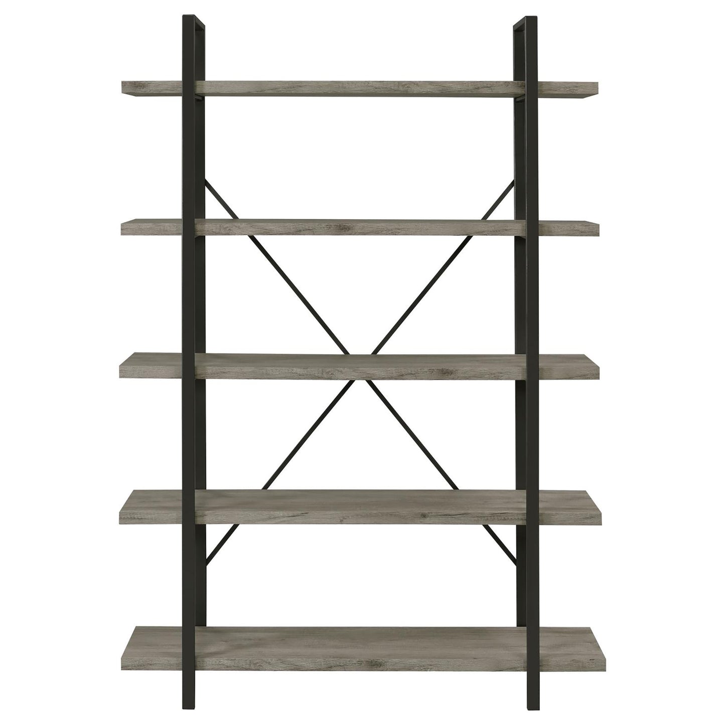 Grey Driftwood and Gunmetal 5-tier Bookcase