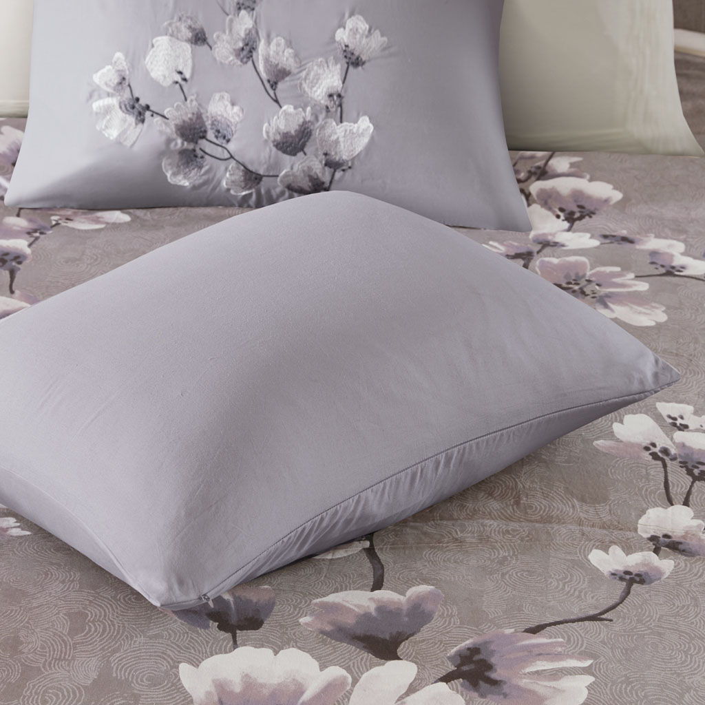 Sakura Blossom - 3 Piece Sateen Printed Duvet Cover Set - Lilac