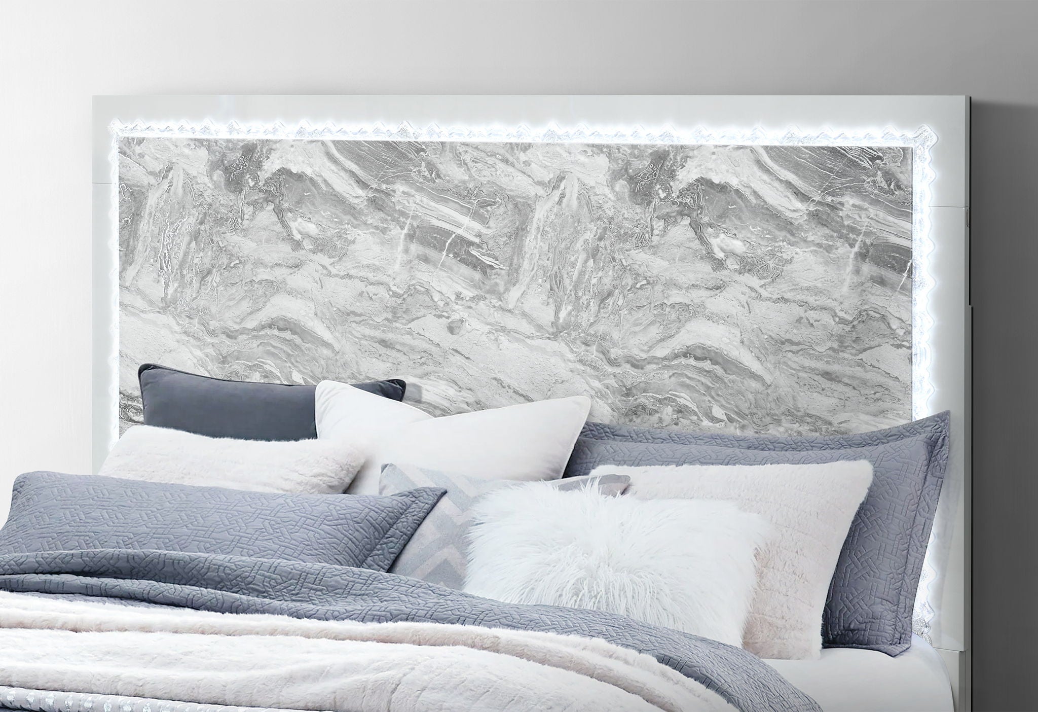 Naomi - Full Bed Headboard With LED - Silver