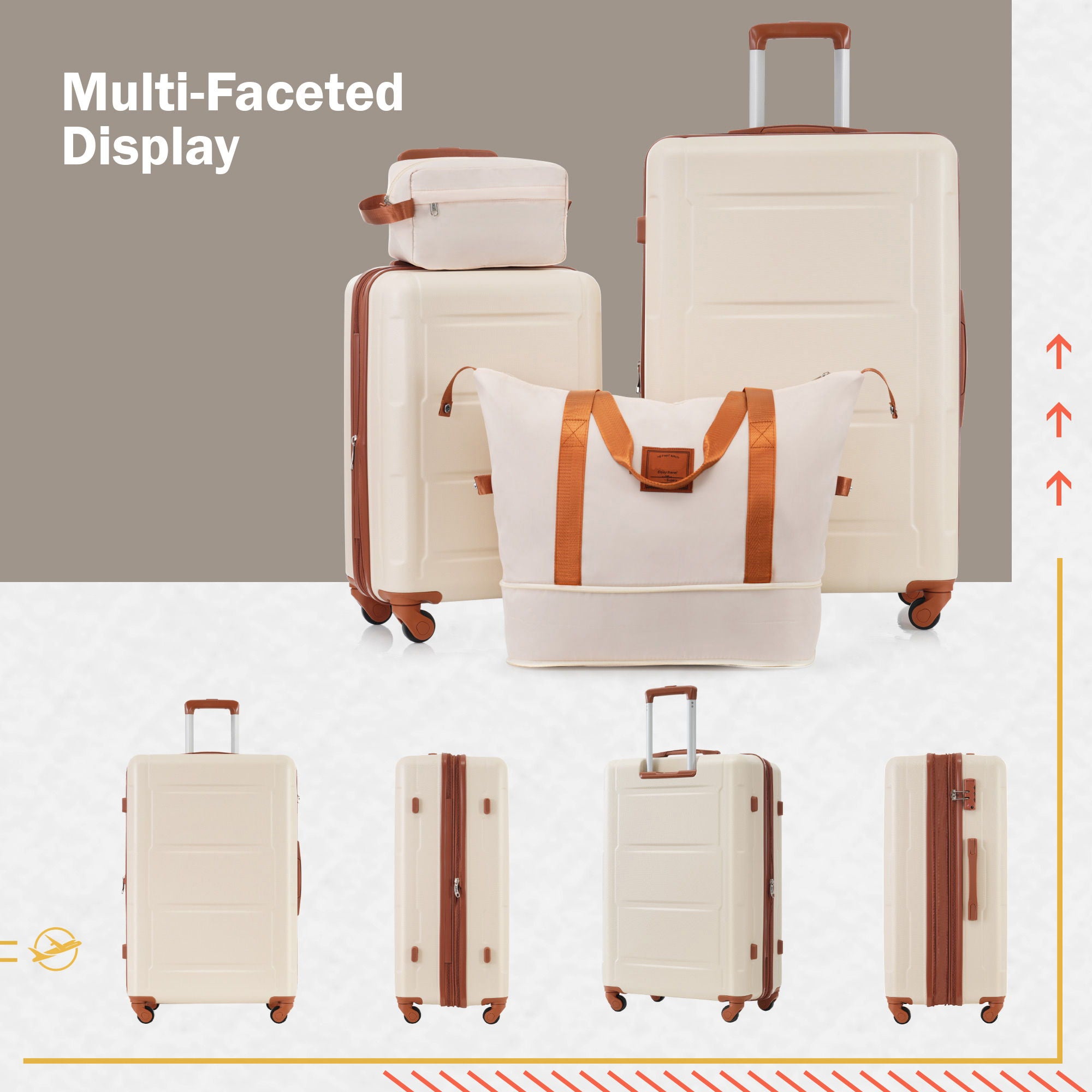 2 Piece Luggage Set With Bags Expanable Spinner Wheels ABS Lightweight Suitcase With Tsa Lock 20" / 24"