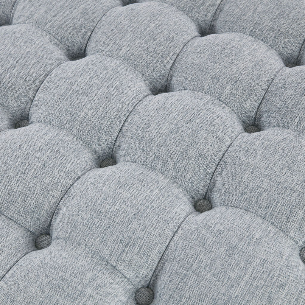 Terri - Skirted Tufted 32" Round Ottoman - Light Blue