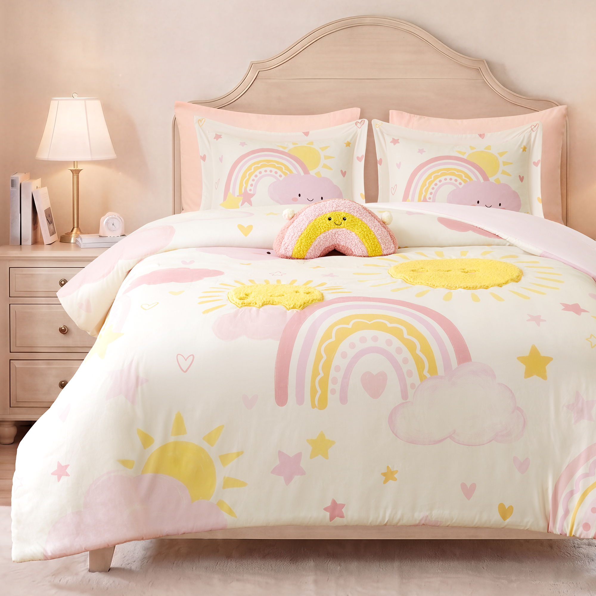 Sunshine - Queen Comforter Set - Pink / Yellow