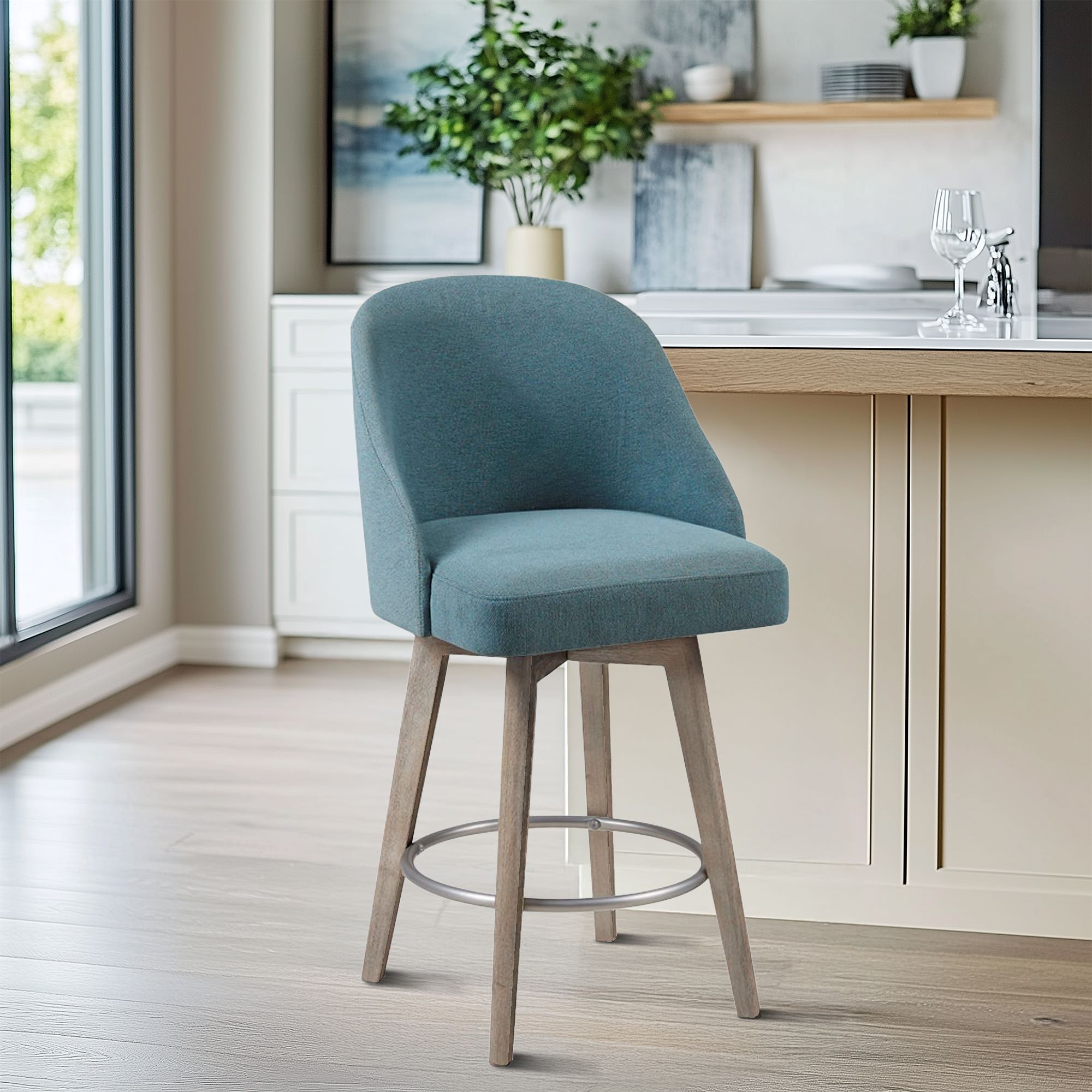Pearce - Counter Stool With Swivel Seat - Blue