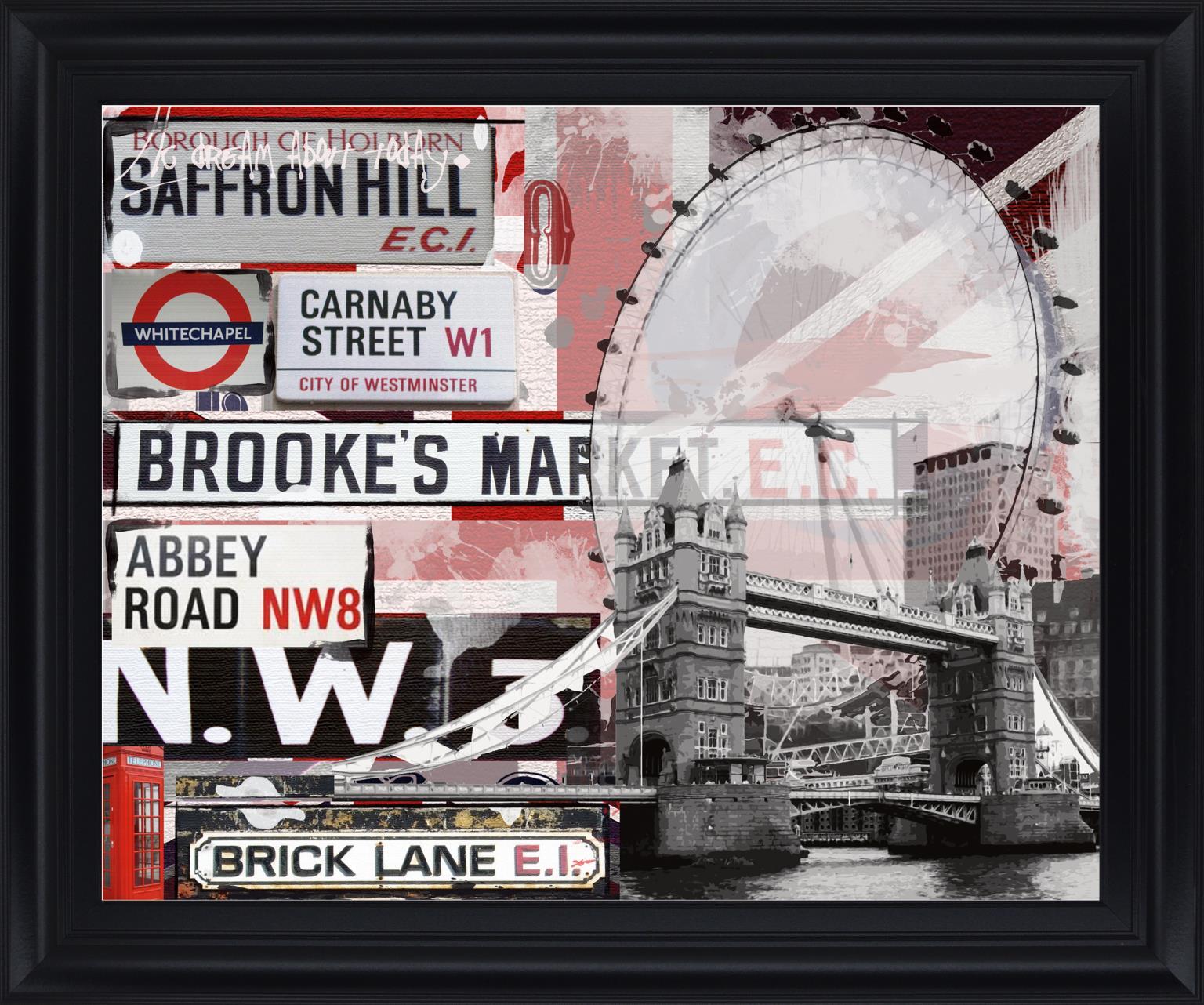 London Fusion - 28" x 34" Framed Wall Art - Dark Gray