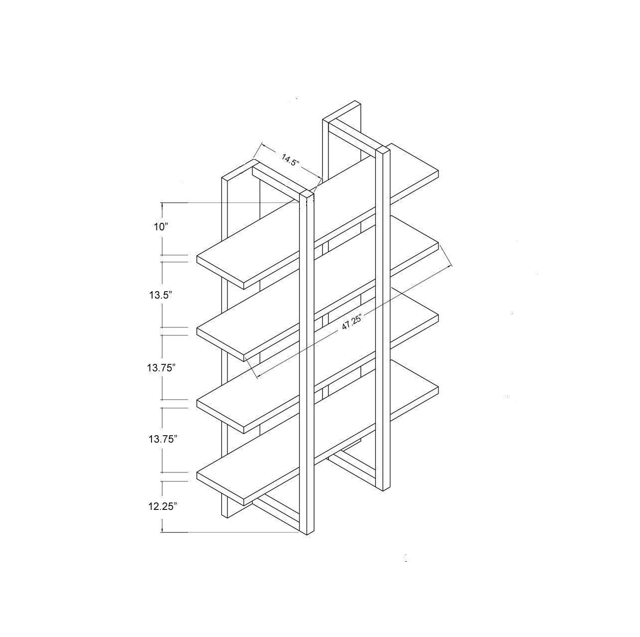 ID USA   Bookcase White & Weathered White