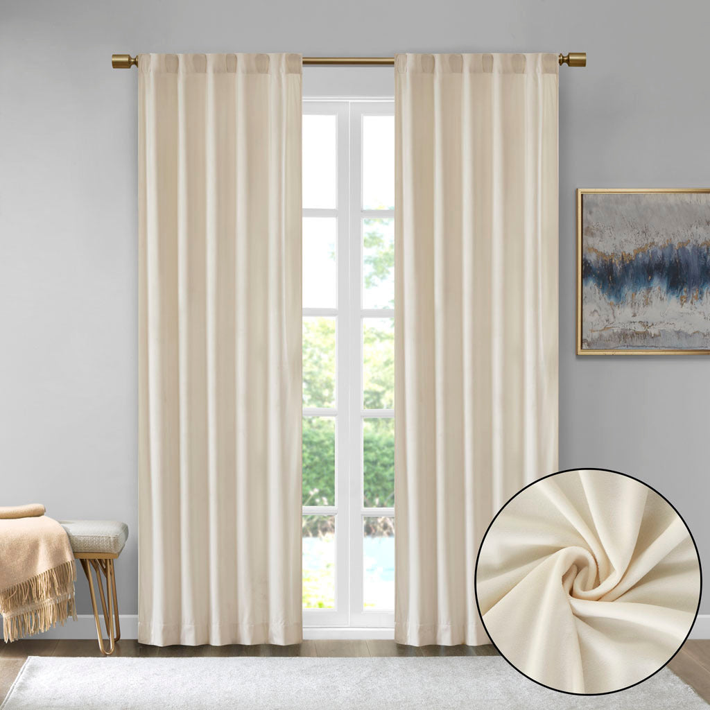 Room Darkening Poly Velvet Rod Pocket/Back Tab Curtain Panel Pair