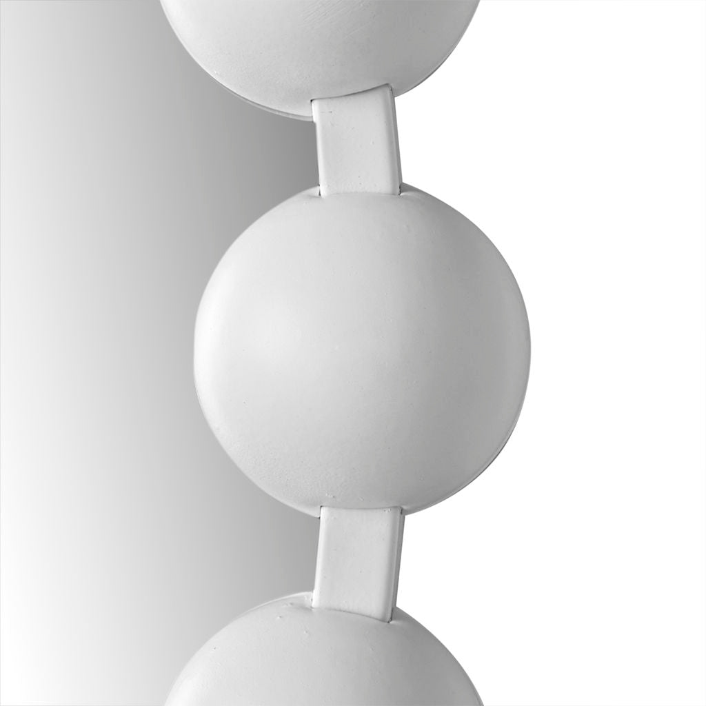 Marlowe - Big Beaded Round Wall Mirror - White