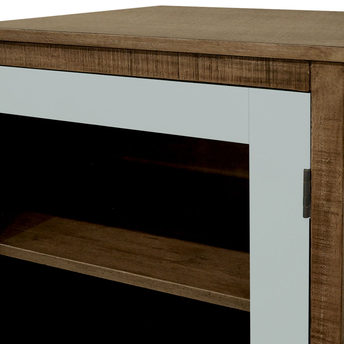 Serena – Glass Cabinet with Doors, Pewter Finish – Brown / Taupe