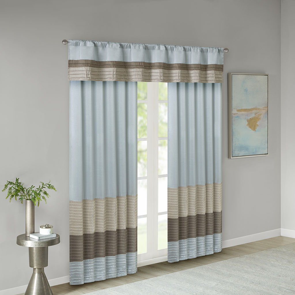 Amherst - Polyoni Pintuck Window Panel - Blue