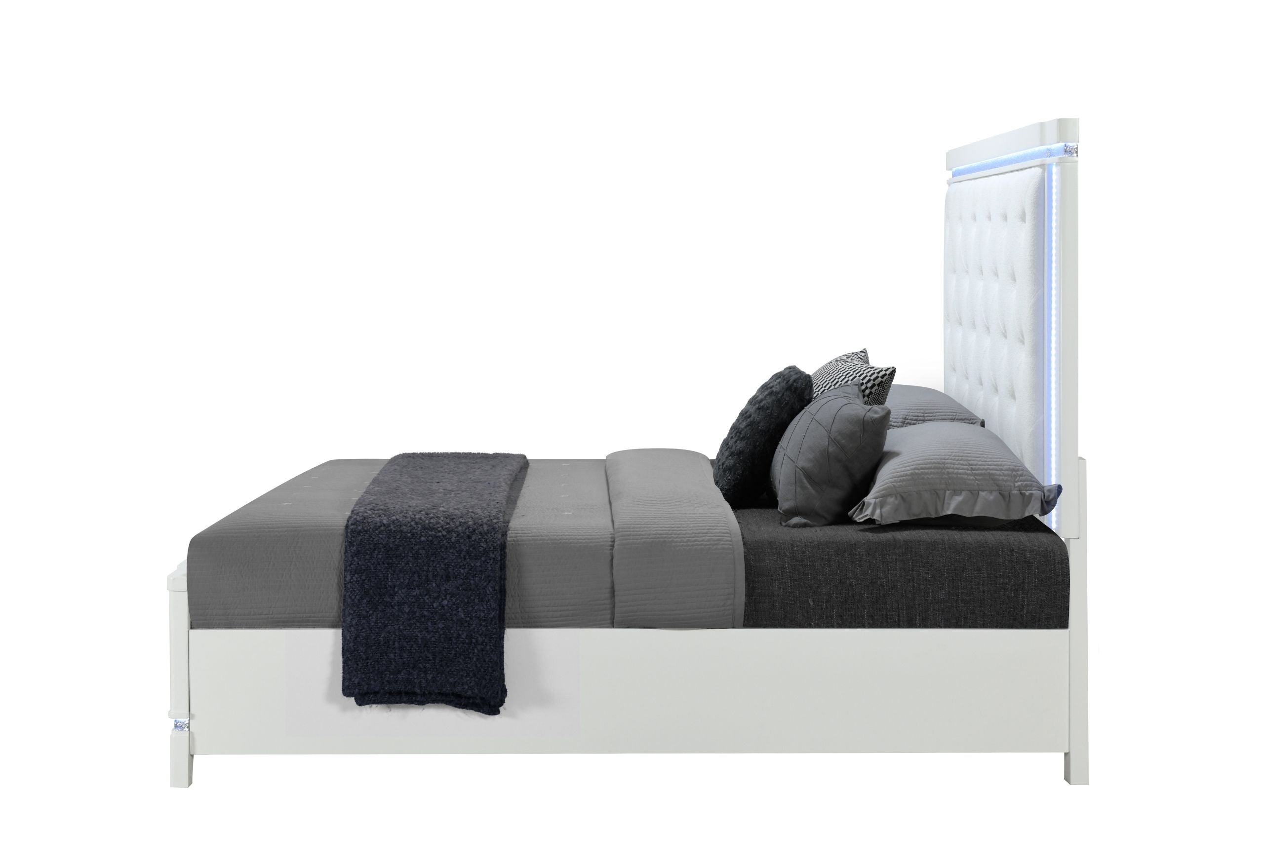 Alina - Queen Bed With LED - White