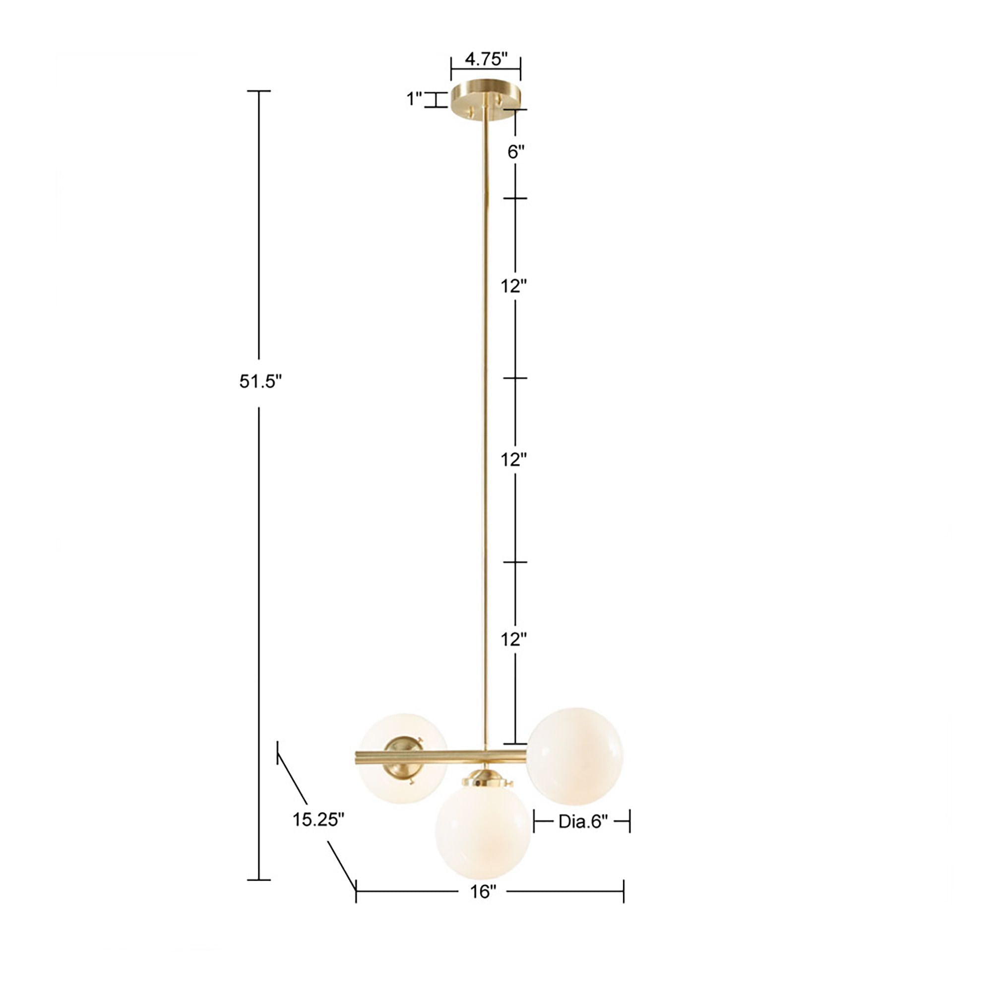 Aurelia - 3-Light Chandelier With Frosted Glass Globe Bulbs - Gold